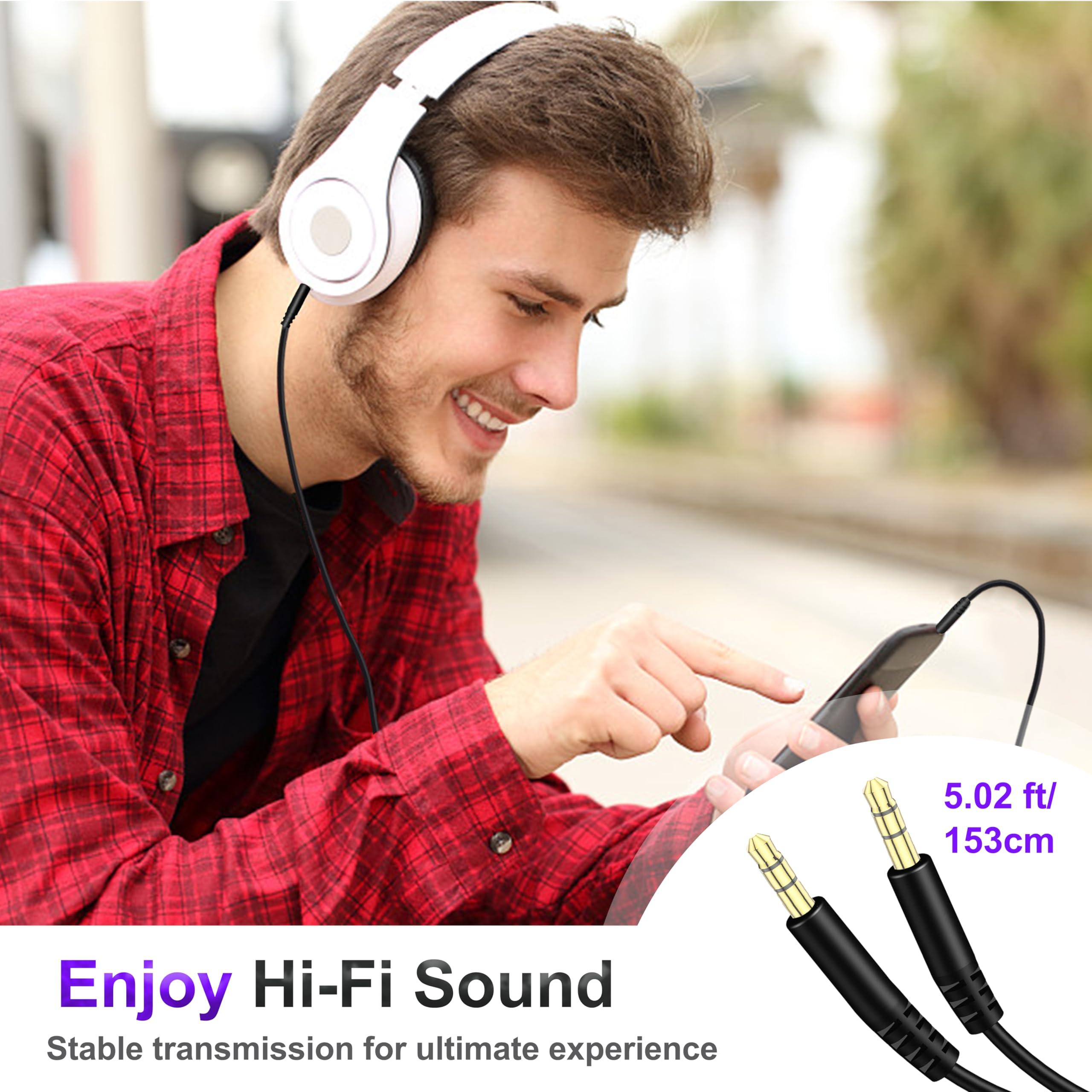 Callez Beats Headphones Replacement Audio Cable Wire 3.5mm to 3.5mm Aux Cord Compatible with Beats Solo2 Solo3 Studio3 Wireless HD Pro by Dr. Dre Sony WH-1000XM4 WH-1000XM5 WH-CH720N Headphones (No Mic)