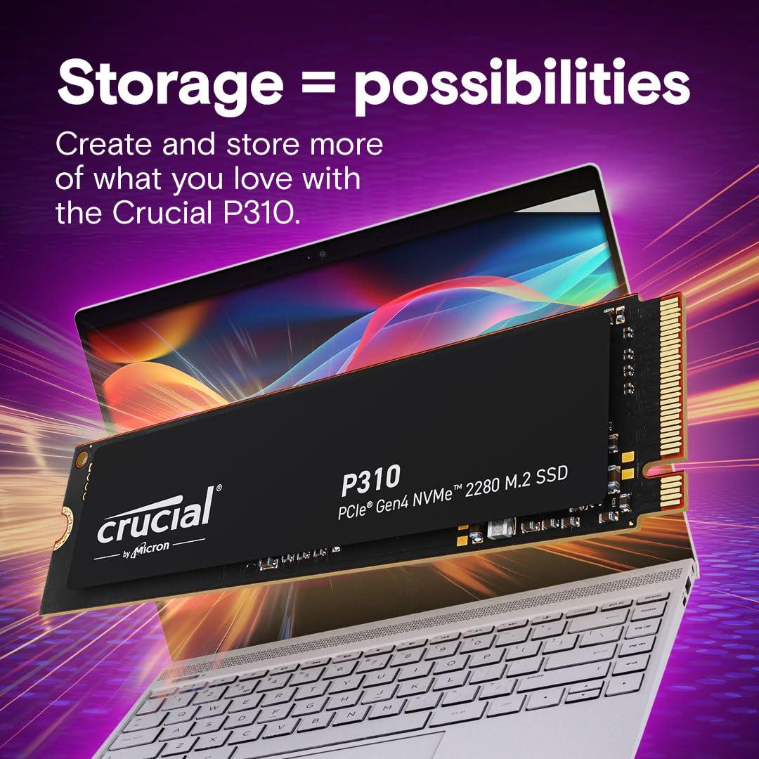 Crucial Crucial P310 500GB 2280 PCIe Gen4 3D NAND NVMe M.2 SSD Up to 6,600MB/s Shift up to Gen4, with Acronis Offer, Internal Solid State Drive (PC) CT500P310SSD801