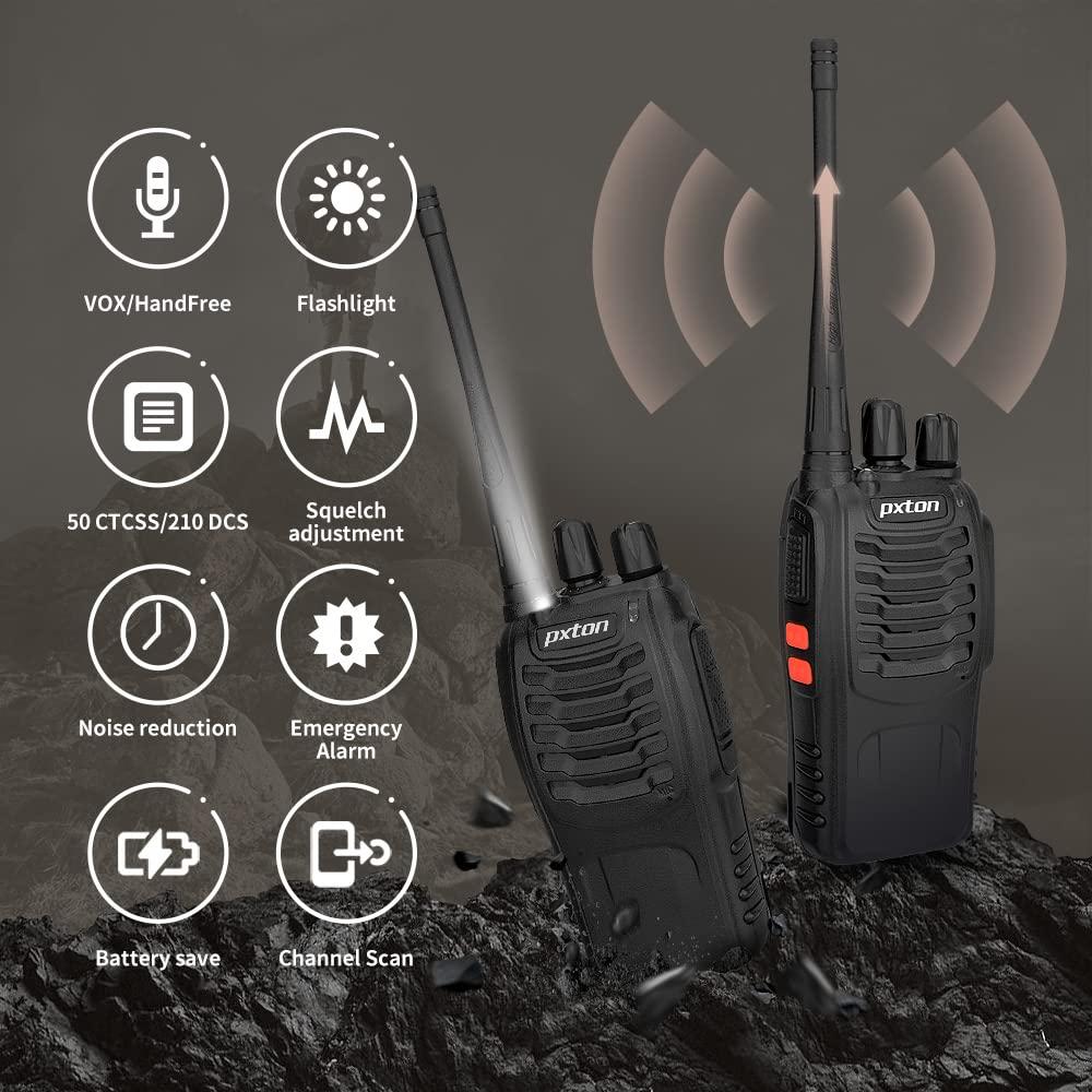 pxton pxton walkie talkies for Adults Long Range with Upgraded Earpiece,radios walkie talkies Rechargeable Portable Two Way Radios with 6 Way Multi Gang Charger and Li-ion Battery12 Pack