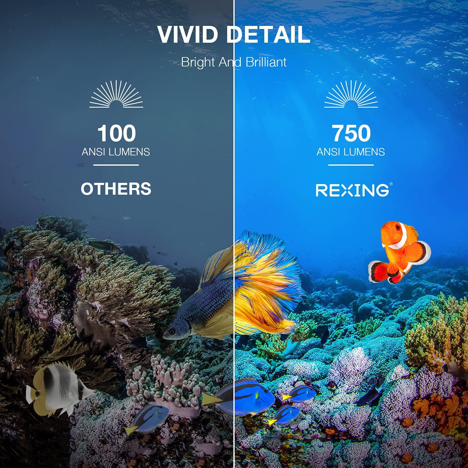 REXING REXING PRD615 Smart Home Projector 750 ANSI Lumens HD, Autofocus,3D Video,HDMI,Duo USB 2.0,WiFi, 40-150 inch DLP Projector, Miracast,App Store,Google Play,Chrome,Youtube, Netflix, Home Entertainment