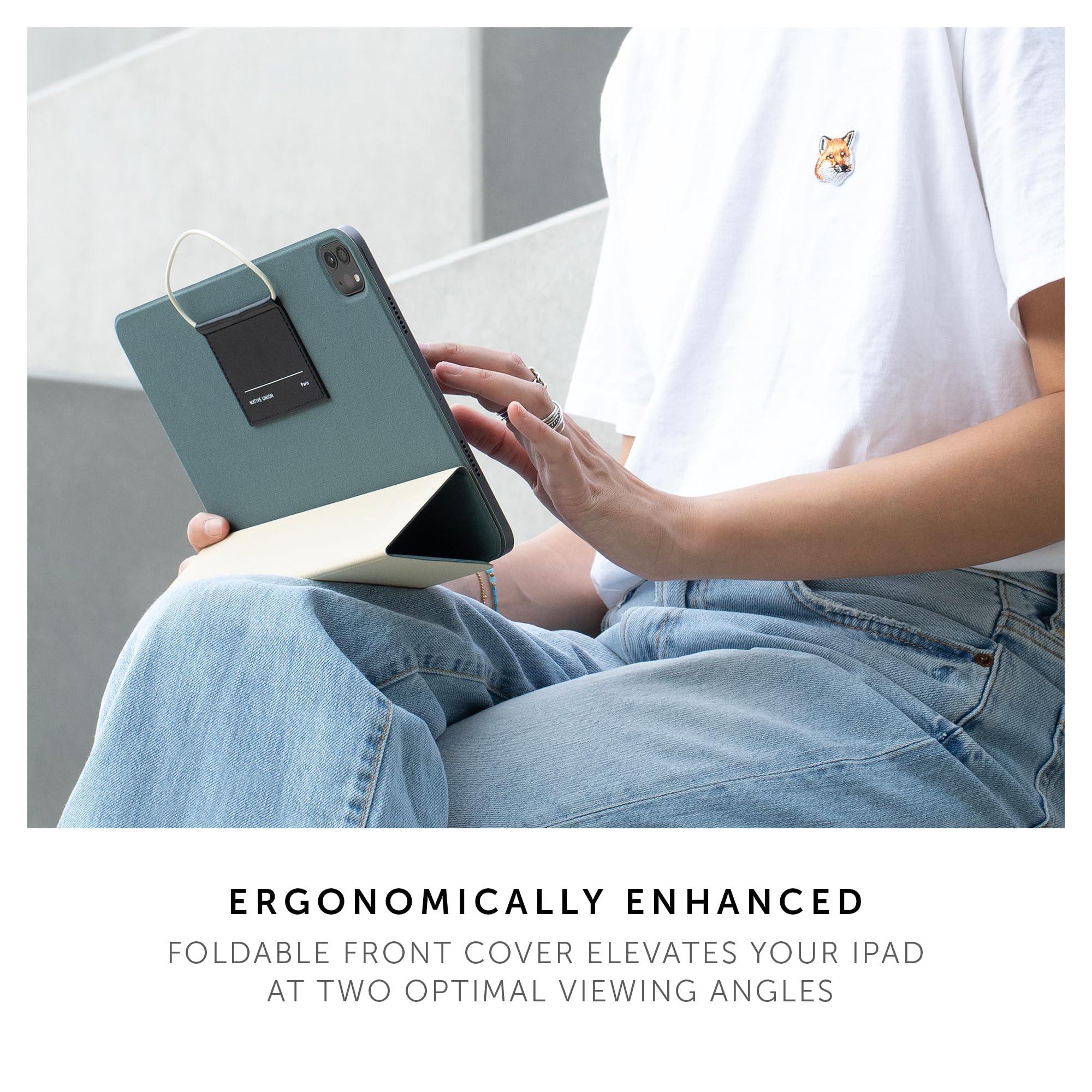 Native Union Native Union W.F.A iPad Folio Foldable Stand and Cover Made of Recycled Materials Compatible with iPad Air 13" M2, iPad Pro with Easy Magnetic Attachment and Button and String Design (Slate Green)