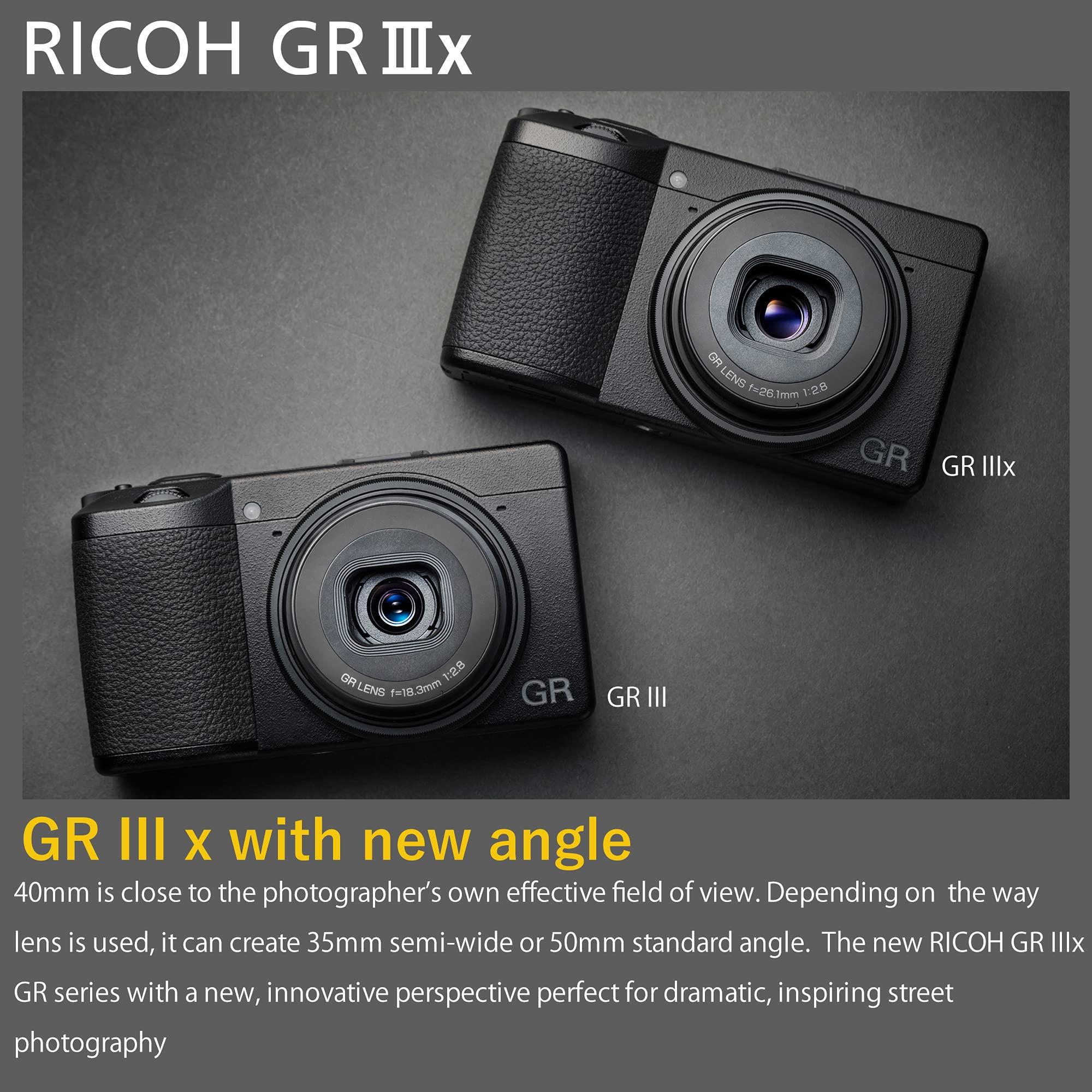 RICOH Ricoh GR IIIx, Black, Digital Compact Camera with 24MP APS-C Size CMOS Sensor, 40mmF2.8 GR Lens (International Model) (Renewed)