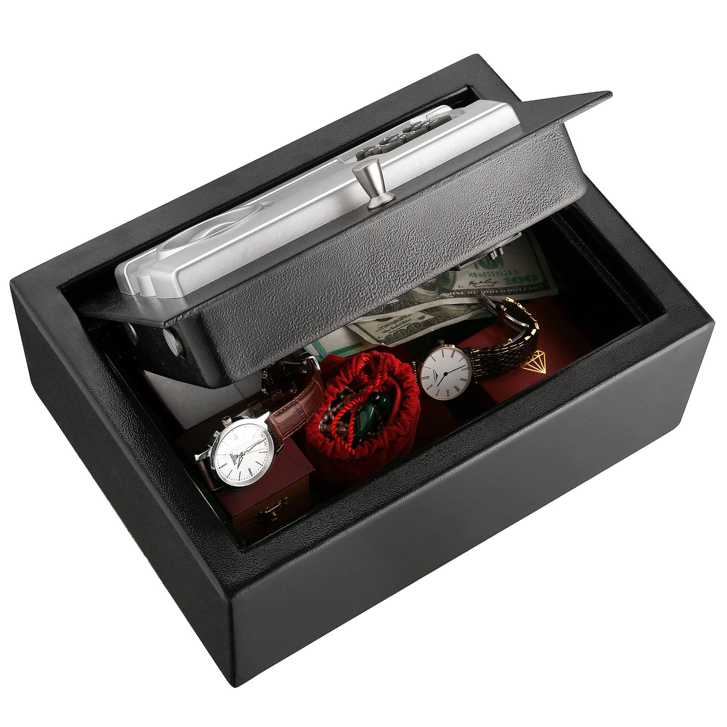 Paragon Lock & Safe Paragon Safes SAFES 7730 Digital Security Drawer Safe with 2 Keys Solid Steel Lockbox for Drawer, Closet, or Vehicle (Dark Gray), 83-DT5914