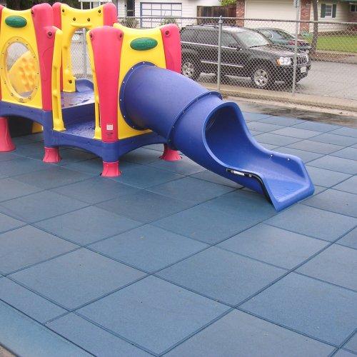 Rubber-Cal Rubber-Cal \"Eco-Safety\" Interlocking Playground Tiles - 2.50 x 19.5 x 19.5 inch - 4 Pack - 11 Square Feet Coverage - Blue