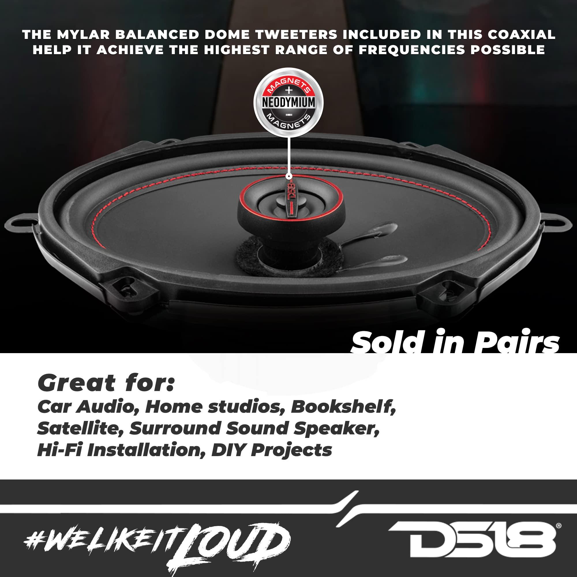 DS18 DS18 G5.7Xi GEN-X 5x7 2-Way Coaxial Speakers 150 Watts Max Power 4-Ohm - Full Range Speaker with Dome Tweeter Great for Car Stereo Sound System - 2 Speakers