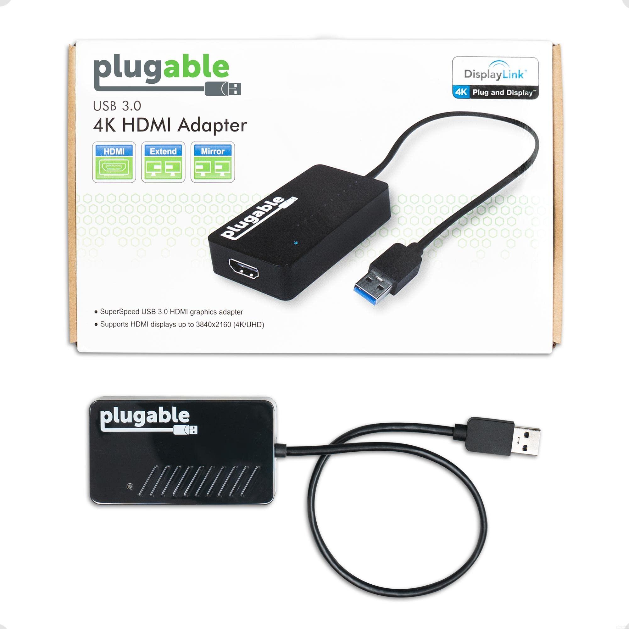 Plugable Plugable USB 3.0 to HDMI 4K DisplayLink Video Graphics Adapter for Multiple Monitors up to 3840x2160 Supports Windows, Mac, and ChromeOS