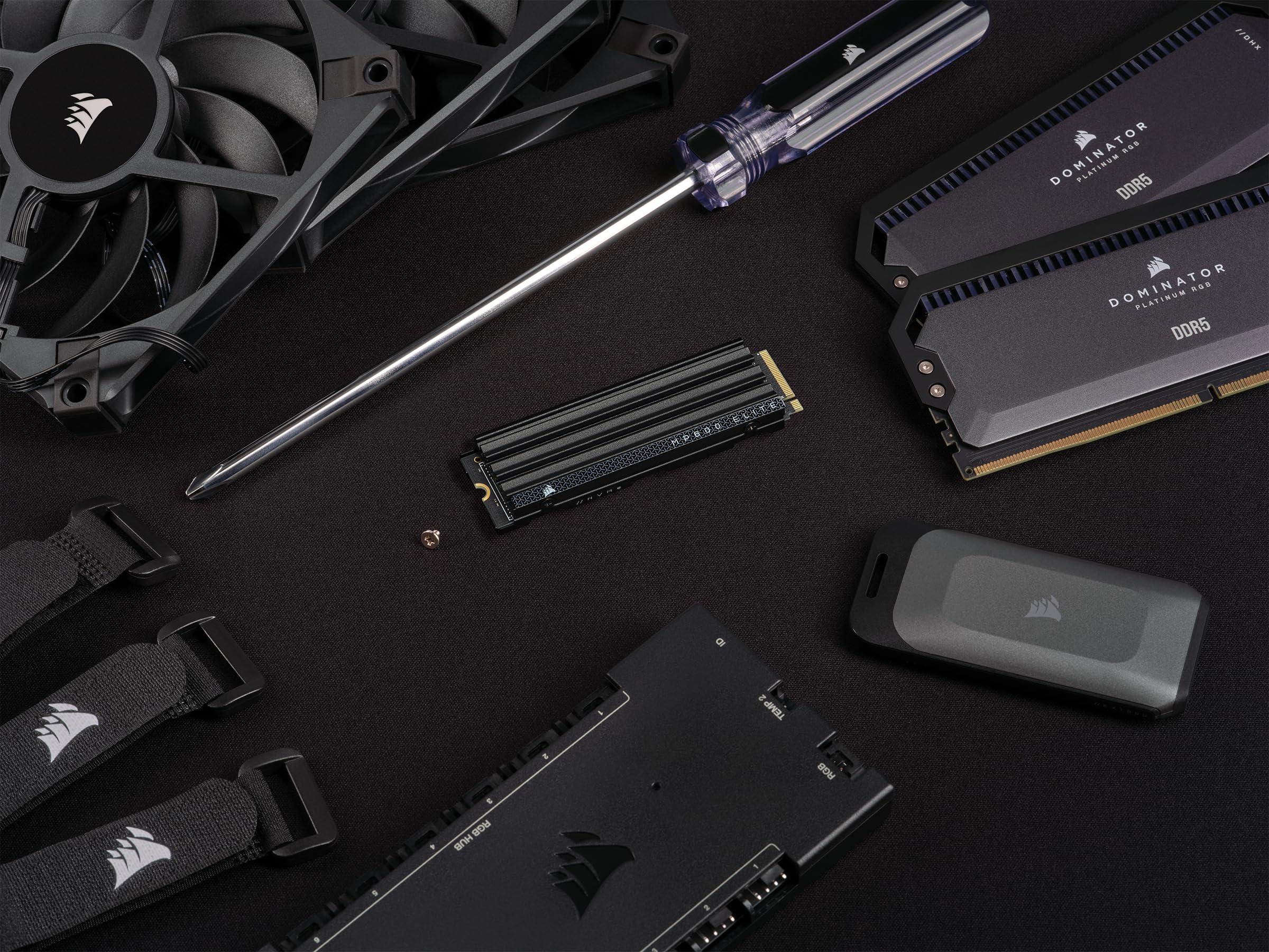 Corsair Corsair MP600 Elite 1TB M.2 PCIe Gen4 x4 NVMe SSD with Included Heatsink M.2 2280 Up to 7,000MB/sec Sequential Read High-Density 3D TLC NAND Black