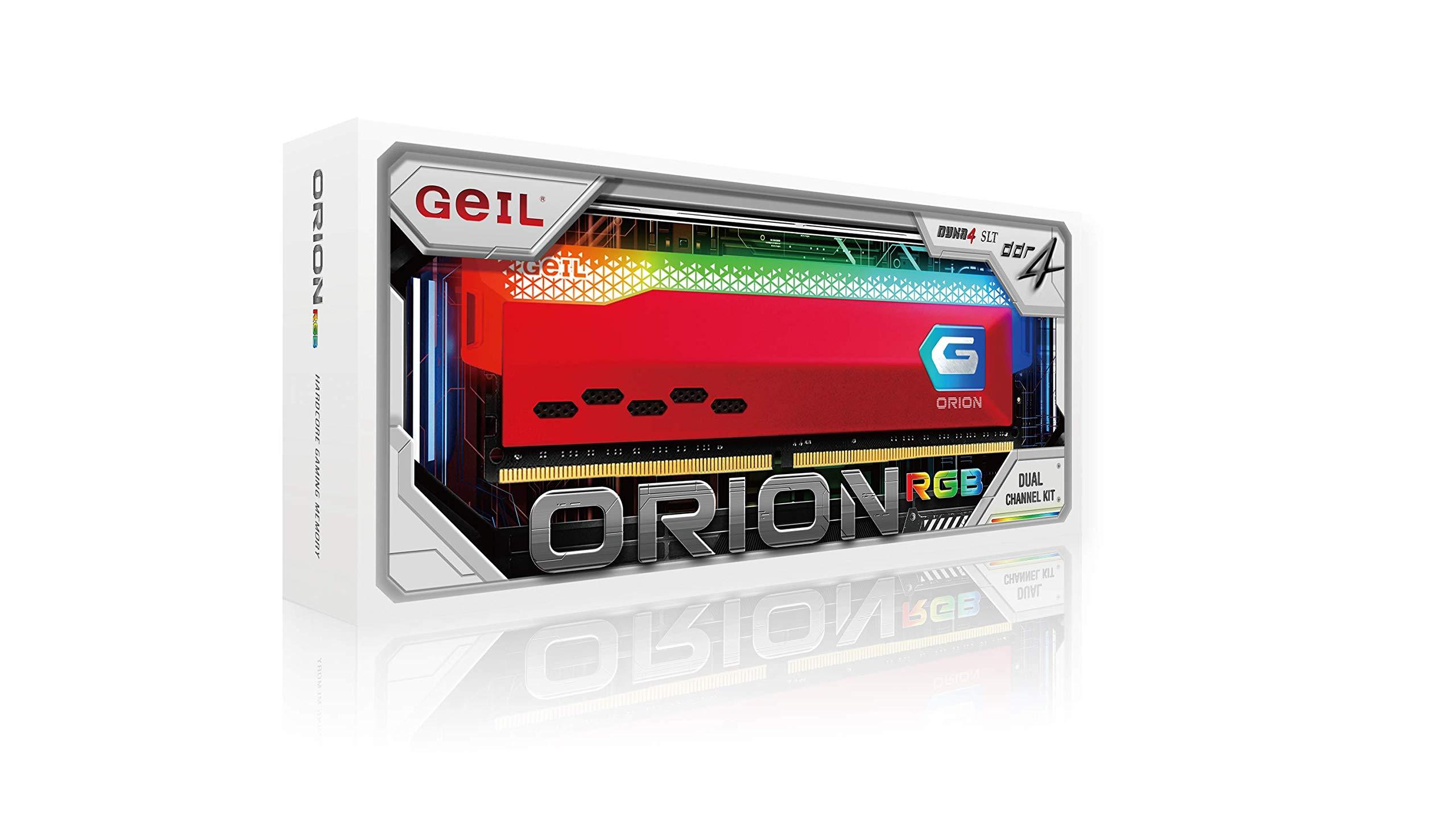 GeIL GeIL Orion RGB DDR4 RAM, 16GB GB (8GBx2) 3600MHz 1.35V XMP2.0, Intel/AMD Compatible, Long DIMM High Speed Desktop Memory, Hardcore Immersive Gaming/Multimedia Content Creation/Quality Live Streaming
