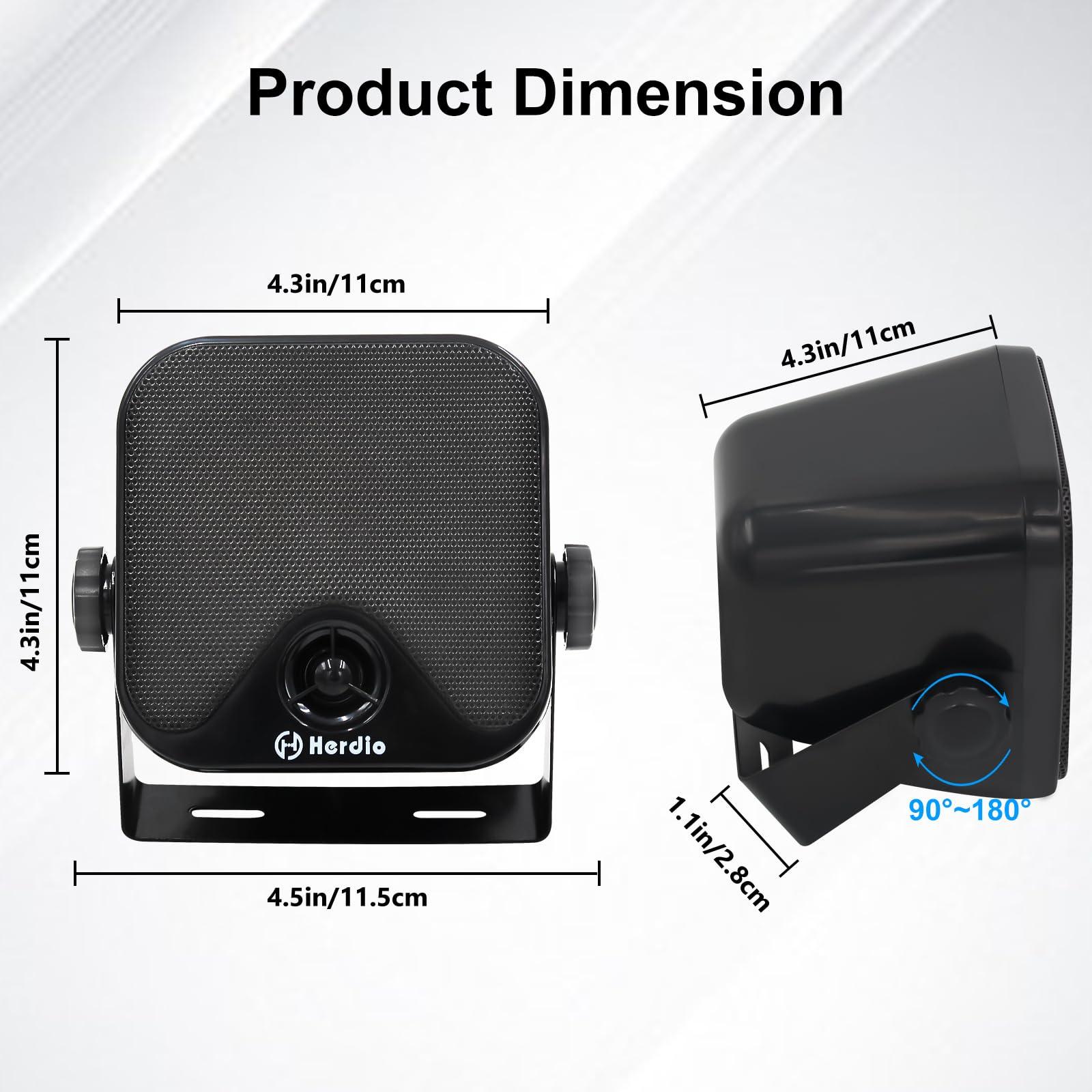 Herdio Herdio 4 Inch 240W Boat Marine Bluetooth Speakers Waterproof Outdoor Speakers for Golf Cart ATV UTV RZR Camper Tractor Boat Truck Jeep Courtyard Powersports,2 Pairs (Black)