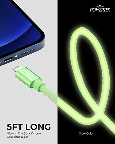 LIQUIPEL LIQUIPEL Powertek Glow MFi Certified Charger Compatible for Apple iPhone, iPad, 5ft Cable, Lightning to USB Cable Cord, Fast Charging Lightning Cable (Green)