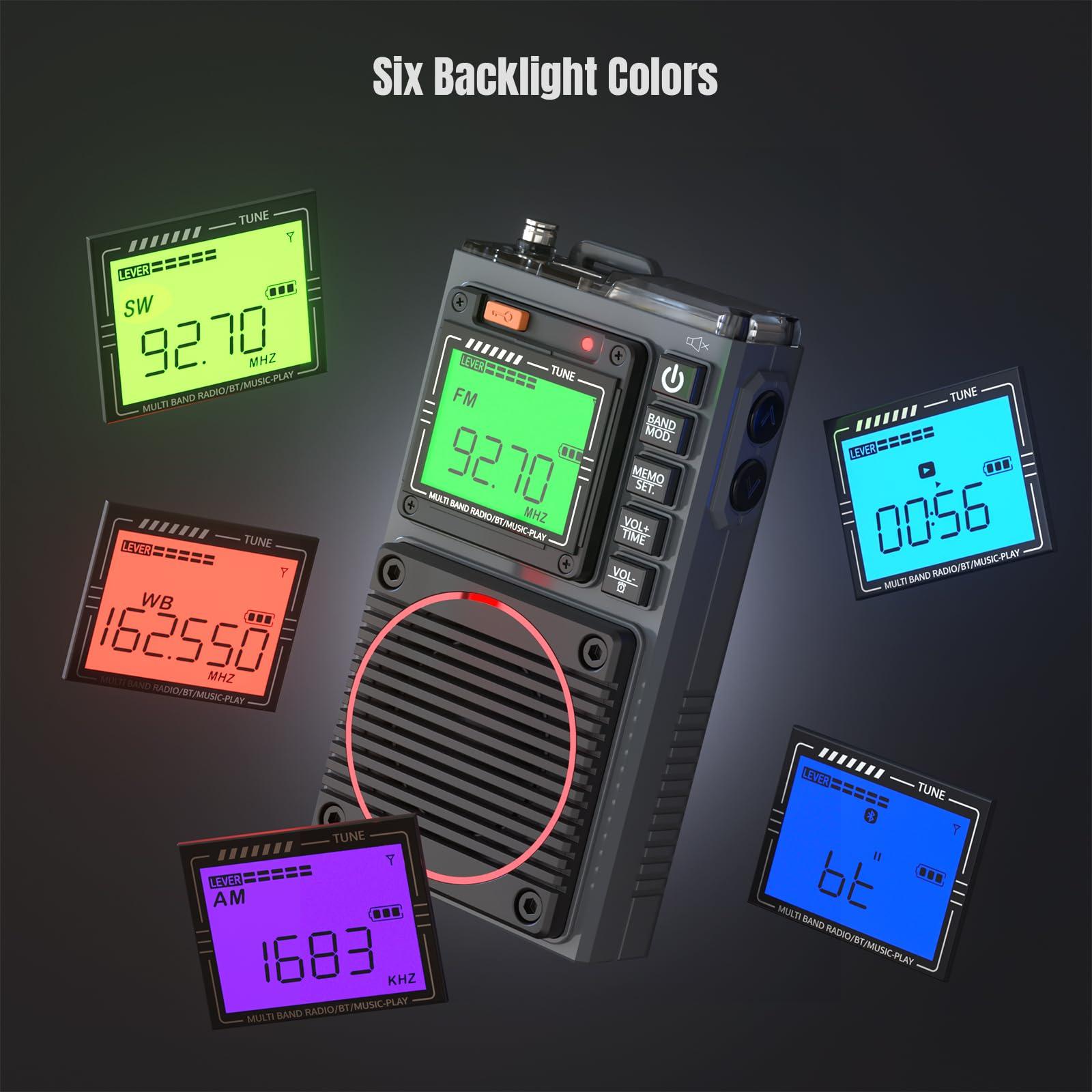 Raddy Raddy RF75A APP Control Shortwave Radio, Portable AM/FM/VHF/SW/WB Weather Radio, Pocket Radio Rechargeable w/ 9.85 Ft Wire Antenna