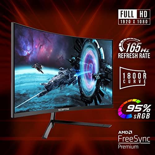 Sceptre Sceptre Curved 27" FHD 1080p Gaming Monitor up to 165Hz DisplayPort 144Hz HDMI Edge-Less AMD FreeSync Premium, Build-in Speakers Machine Black 2021 (C275B-1858RN)