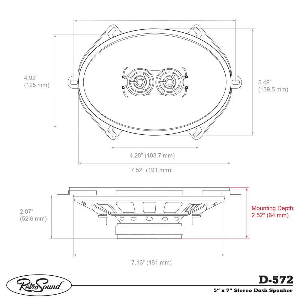 Retro Manufacturing Retro Manufacturing D-572 5" x 7" Replacement Dash Speaker for Classic Vehicles