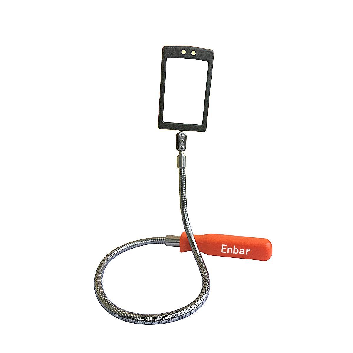 Enbar Enbar Inspection Mirror Flexible Inspection Mirror 360 Rotation with 2 LED Lighted Flexible Inspection Mirror Swivel for Automotive and Shower Use Mirror on a Stick
