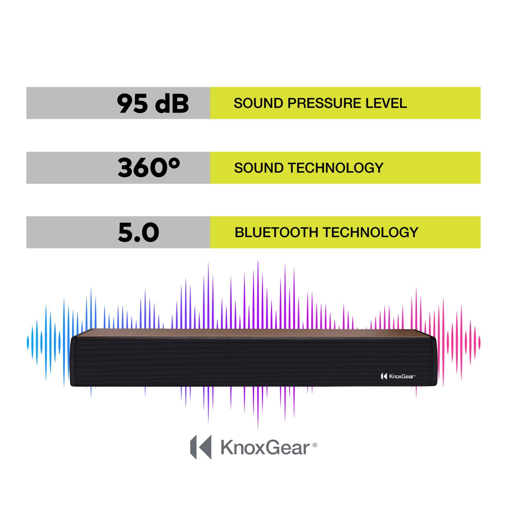 Knox Gear Knox Gear 60 Watt Compact Wireless 2.0ch Soundbar with Bluetooth 5.0 - Oak Finish