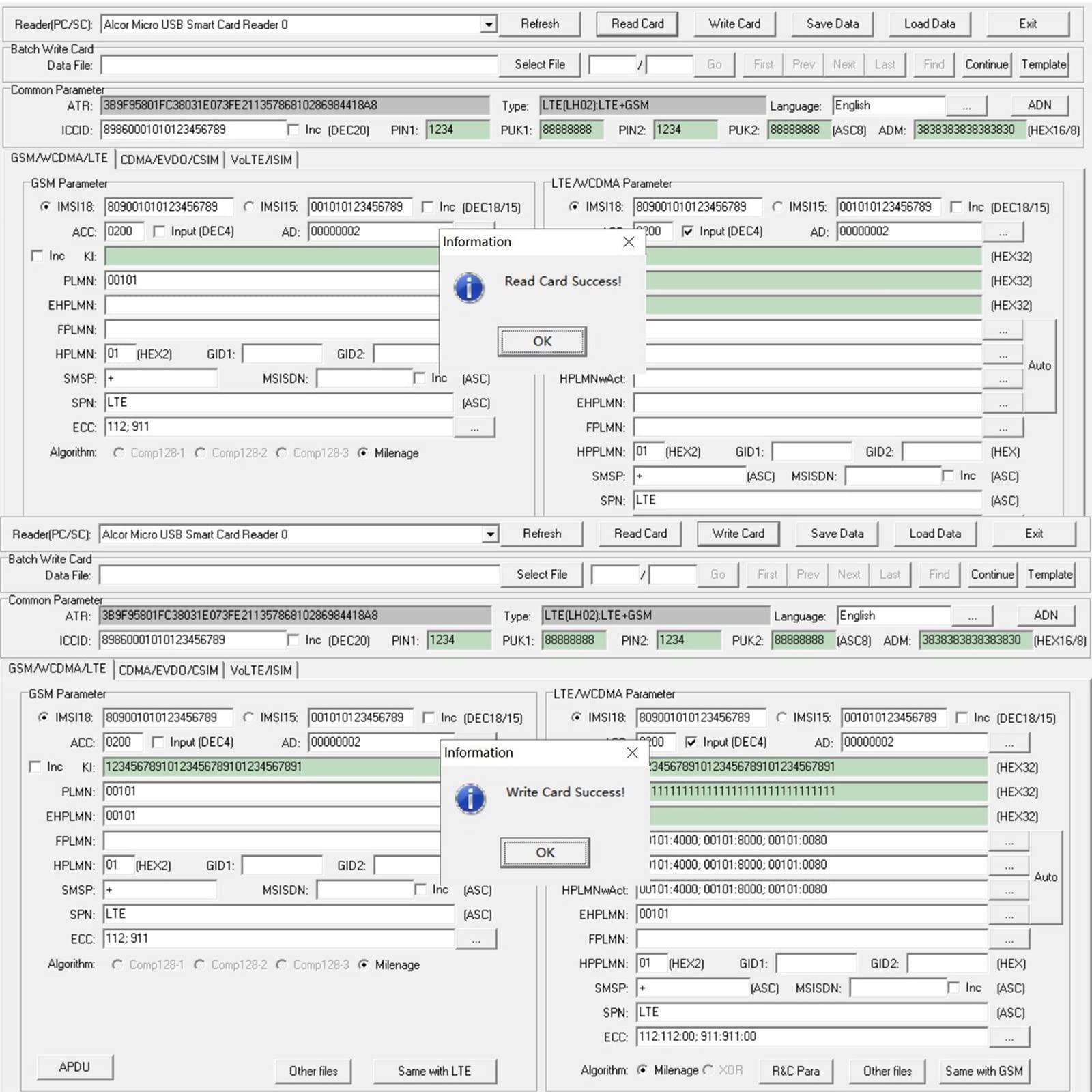 BOMFLORE Smart SIM Card Reader Writer: EMV Chip Reader Writer Programmer with 5pc Blank Programable LTE USIM 4G Card and SIM Personalize Software - CAC Reader for Win OS Linux