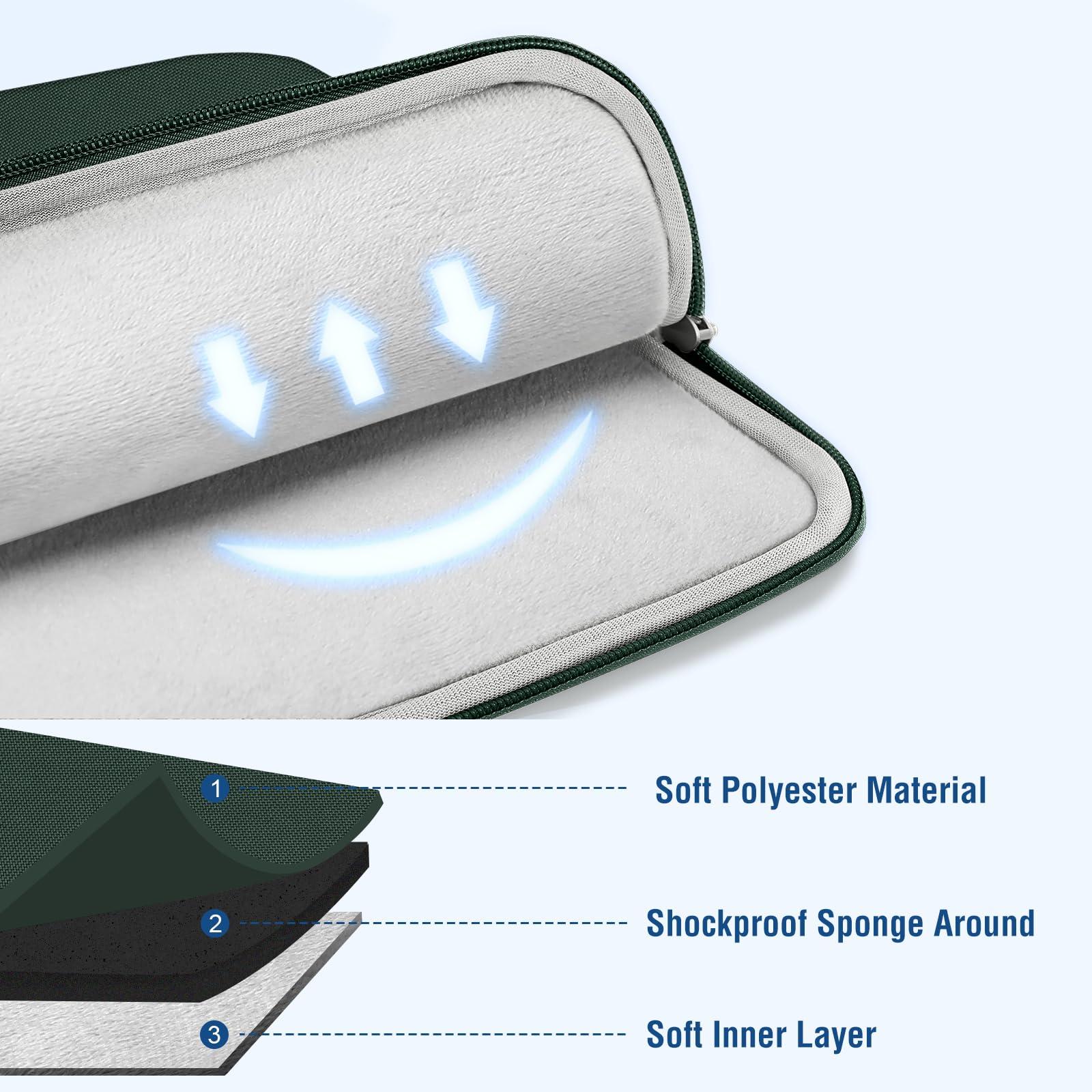 MOSISO MOSISO Laptop Case 13 inch, 13 inch Laptop Sleeve Compatible with MacBook Air M4 M3 M2 M1 2025-2018 / Pro M2 M1 2025-2016, Polyester Vertical Computer Sleeve Bag with Pocket, Midnight Green