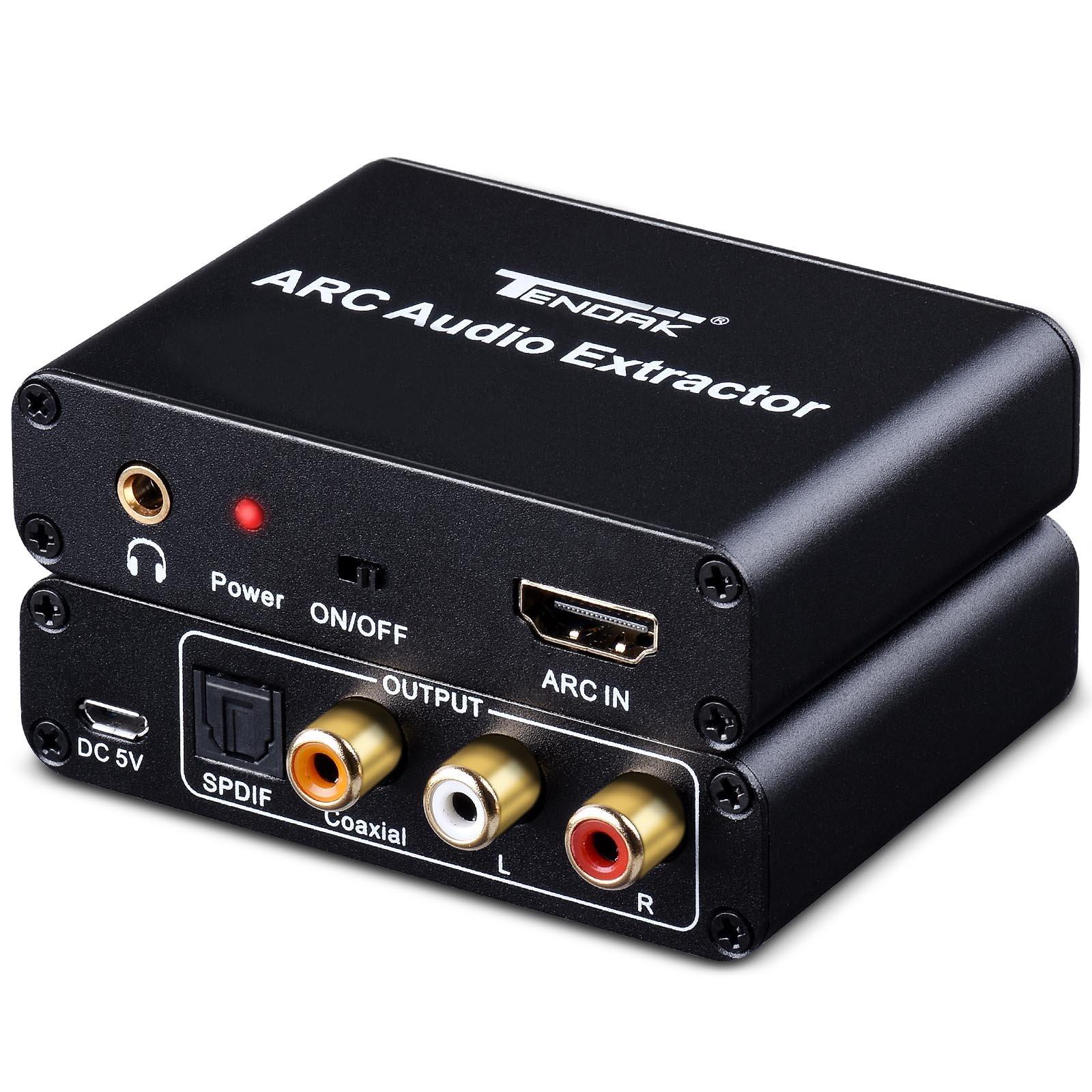 Tendak HDMI ARC Adapter, Tendak ARC Audio Extractor with Digital Optical TOSLINK SPDIF/Coaxial and Analog 3.5mm L/R Stereo Audio Converter for HDTV Soundbar Speaker Amplifier
