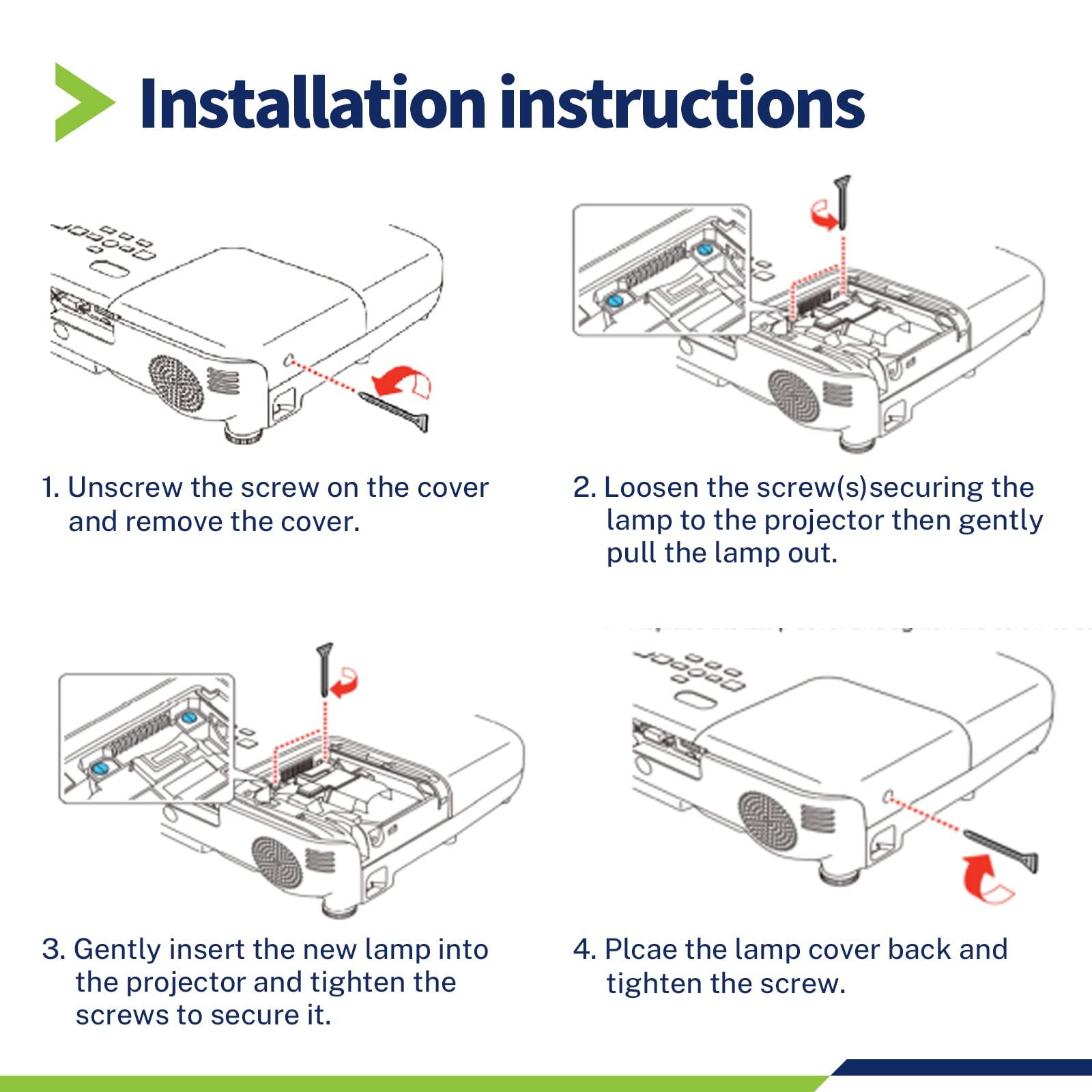 LMP-H LMP-H ELPLP95 Projector Lamp with Housing for Epson EB-2055 2155W 2245U 2250U 2255U 2265U 5510 5530U PowerLite 2155W 2250U 2265U 5510 5535U Replacement Projector Lamp