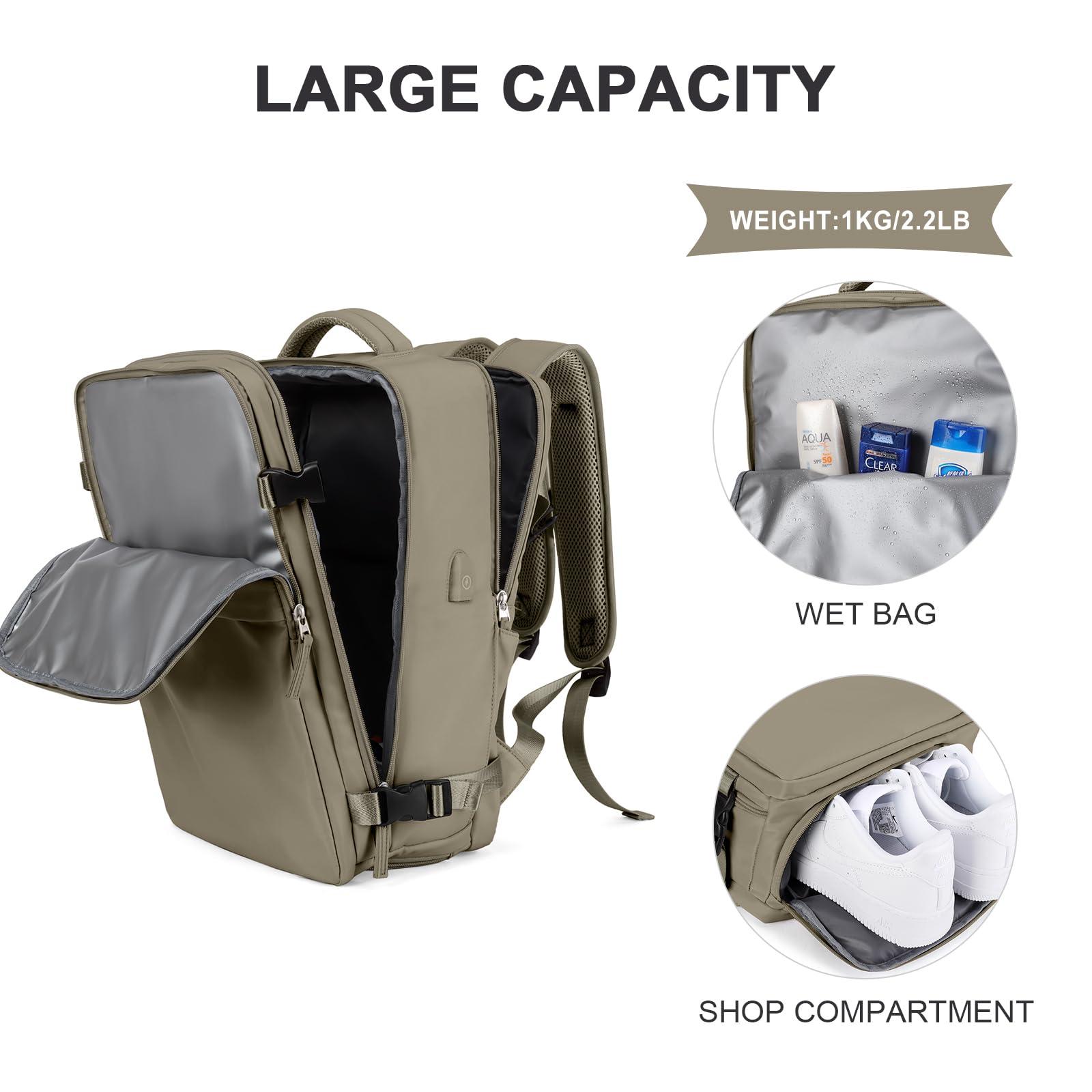 coowoz coowoz Travel Backpack For Women Men Airline Approved,Carry On Backpack,Large Hiking Backpacks Waterproof Outdoor Sports Rucksack Casual Daypack Fit 15.6 Inch Laptop College Backpacks(Coffee)