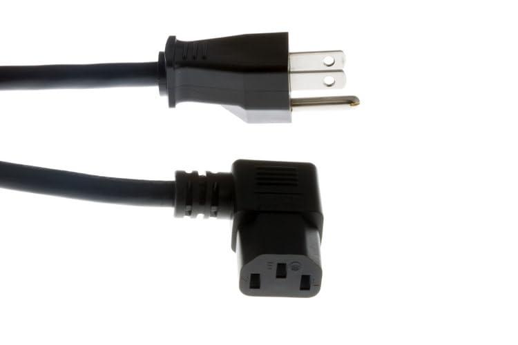 CablesAndKits CablesAndKits 10 ft Right Angle Power Cord for PC Computer Monitor Printer, 10A/125V, 18 AWG, 5-15P to C13, Right Angle Computer Power Cord (NEMA 5-15P to IEC-60320-C13) Black Lifetime Wty
