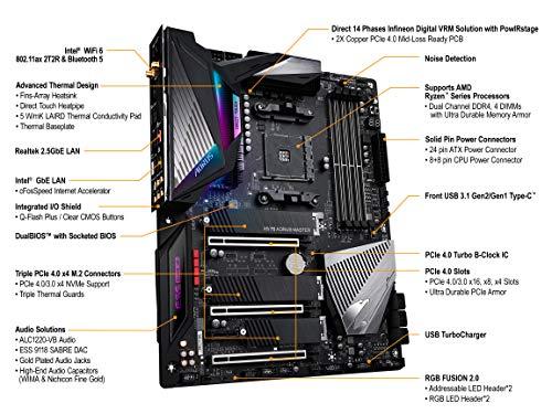 Gigabyte GIGABYTE X570 AORUS Master (AMD Ryzen 3000/X570/ATX/PCIe4.0/DDR4/USB3.1/ESS 9118 Sabre HiFi DAC/Fins-Array Heatsink/RGB Fusion 2.0/3xM.2 Thermal Guard/Gaming Motherboard)