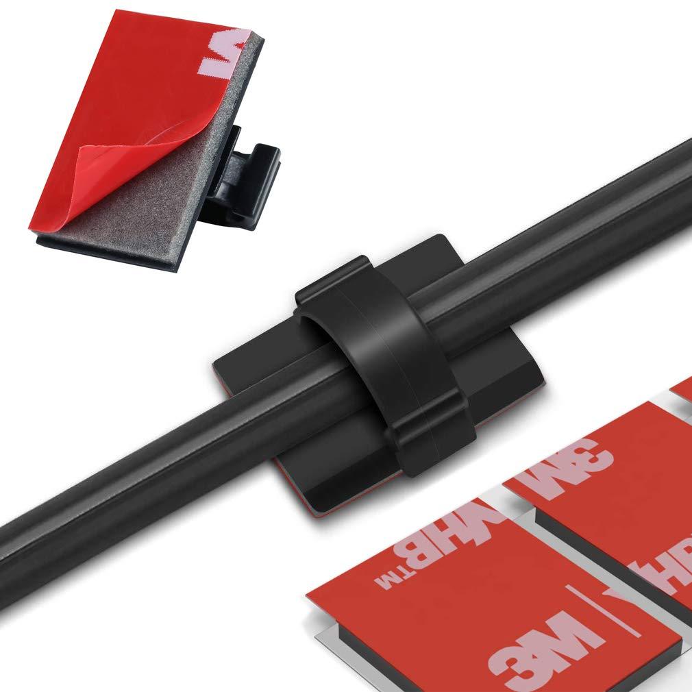 EtoBesy Cable Clips Adhesive Cord Organizer, Management 3M Cable Ties Wire Clips Organizer Cable Clamp Holders for Desk Car Tables PC Laptop TV Home Office Walls (0.75\"x0.6\", 30pcs, Black)