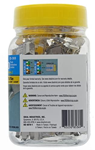 Ideal Industries IDEAL INDUSTRIES INC. 85-369 Shielded Feed-Thru Modular Plug Connector, Cable Connector for CAT6A/6/5e Shielded Cables, (50 Connectors, Jar)
