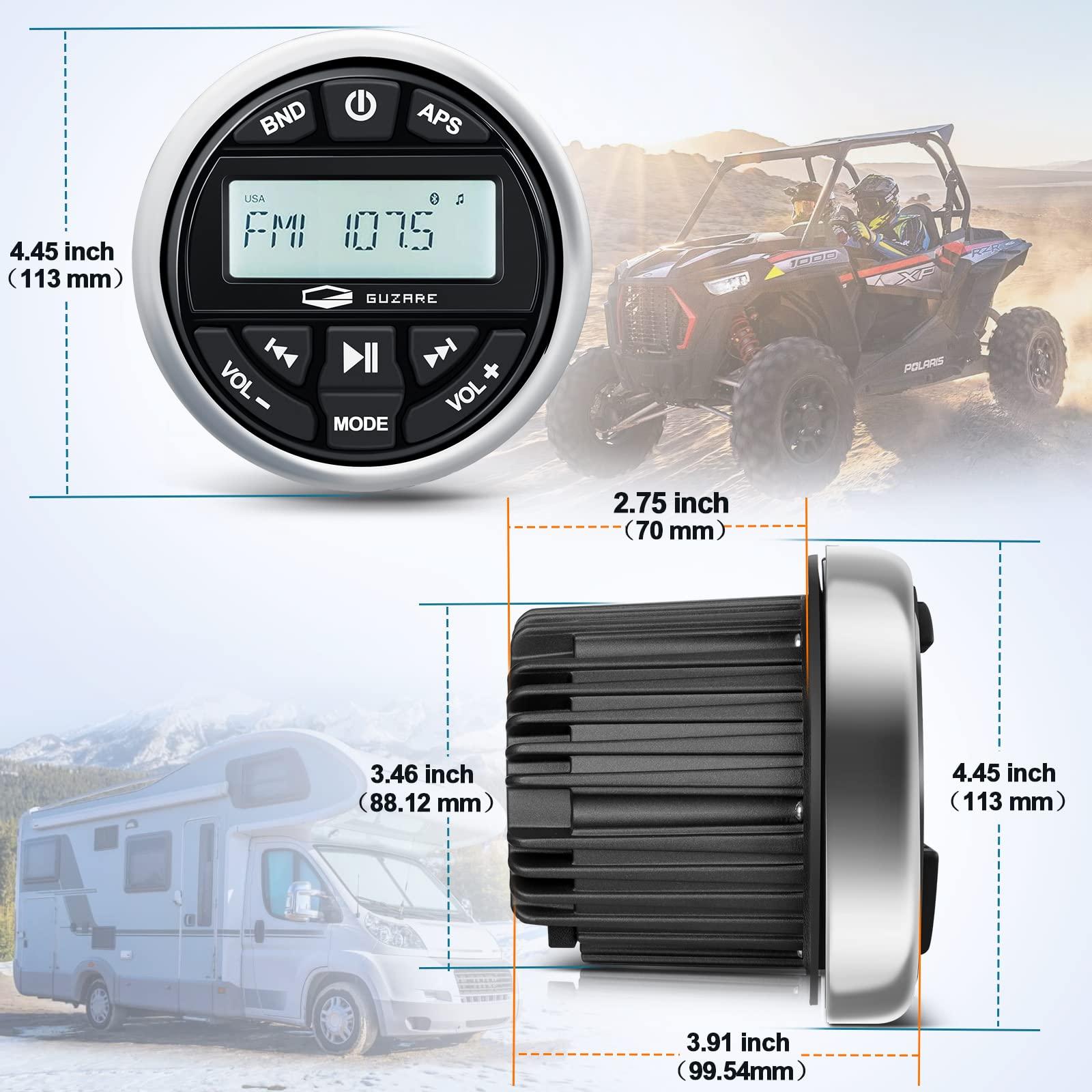 HASDA HASDA Waterproof Marine Bluetooth Radio Audio Stereo Sound System Receiver Digital Media FM AM Car MP3 Player for ATV UTV Boat Yacht Motorcycle