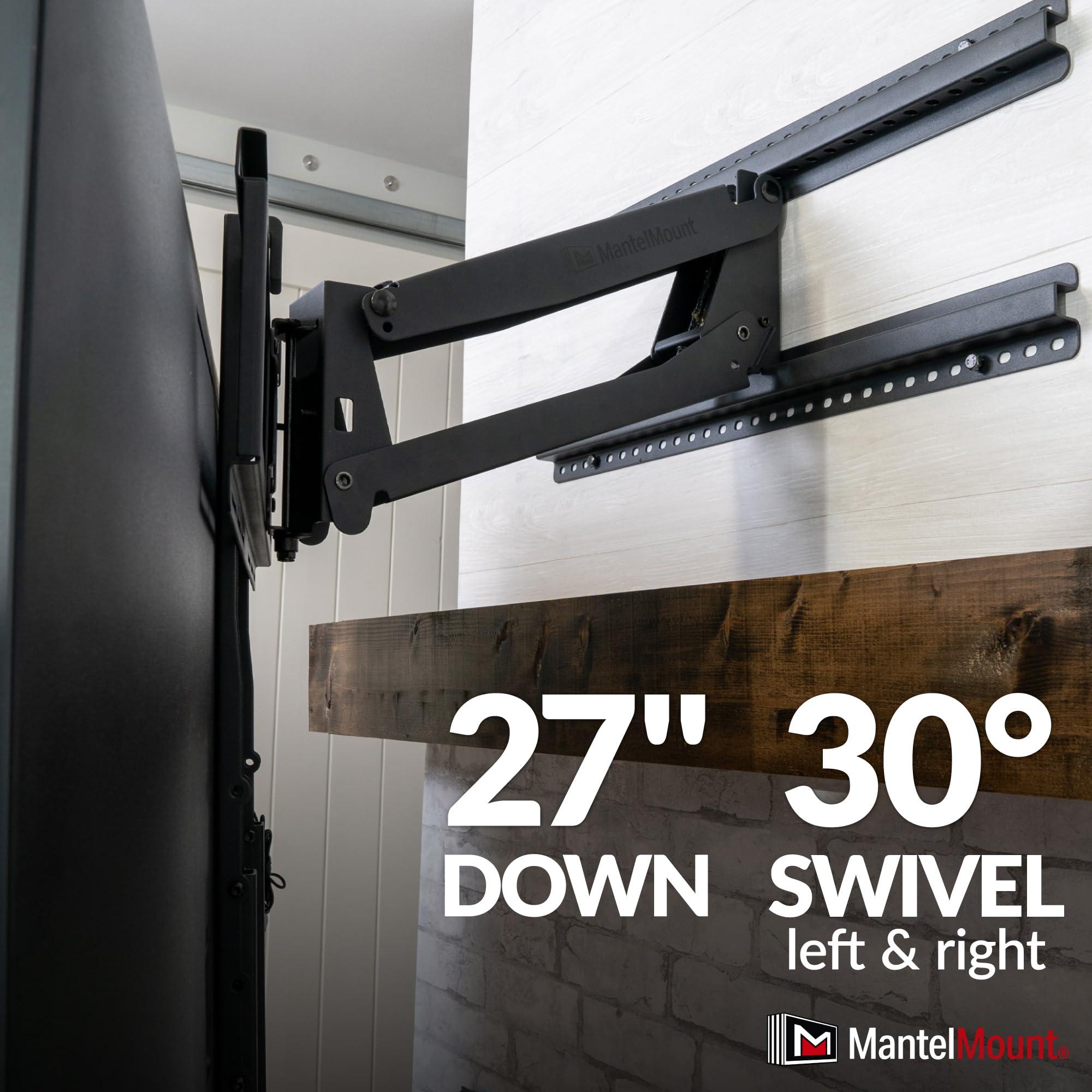 MantelMount MantelMount- MM340 above Fireplace Pull Down TV Mount- Televisions 44\" to 80\" Up to 90 lbs - Safe Auto-Adjusting TV Mounts - Patented Motion Stops, Handles, Balancing Technology - Superior Steel