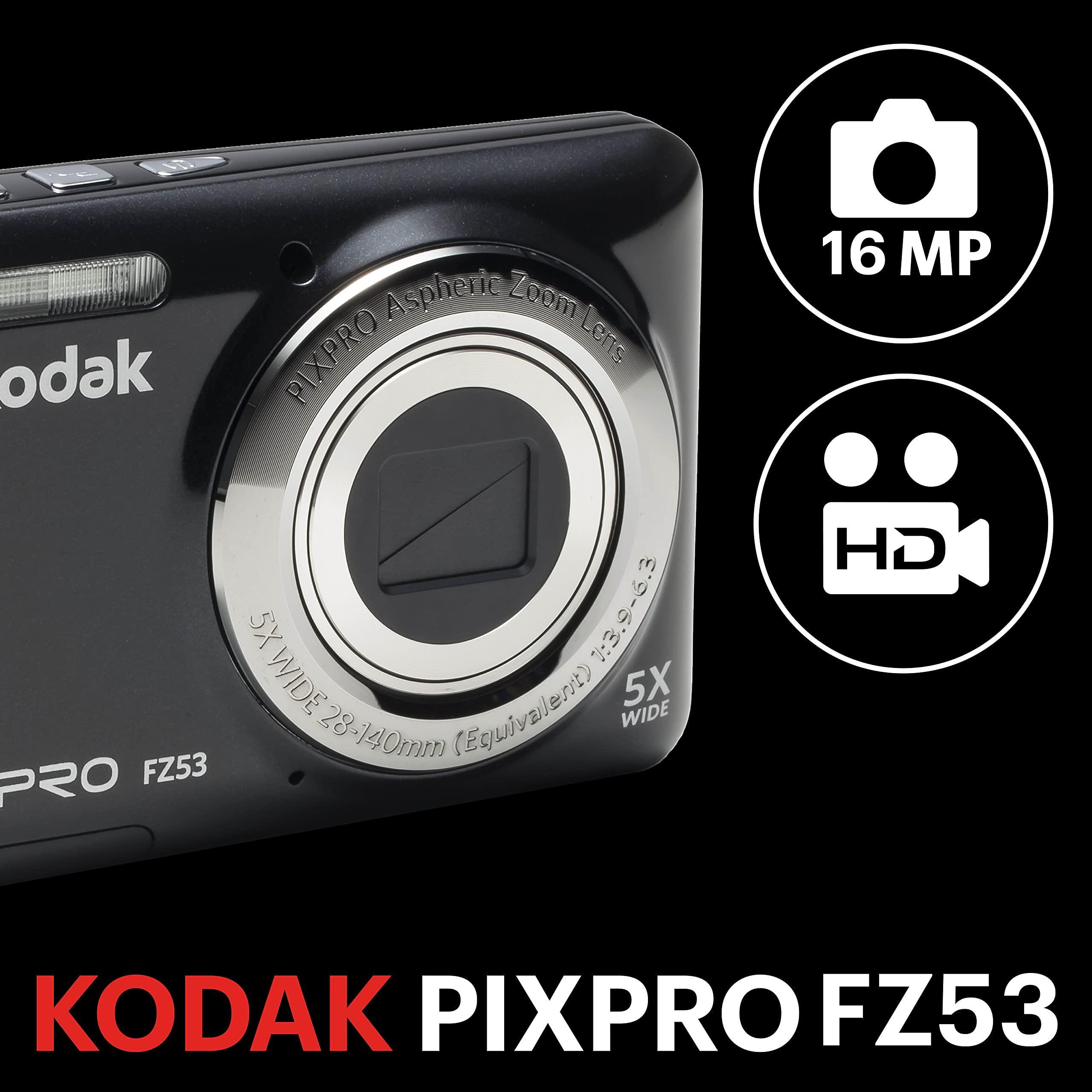 KODAK Kodak PIXPRO Friendly Zoom FZ53-BK 16MP Digital Camera with 5X Optical Zoom and 2.7" LCD Screen (Black)