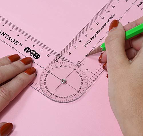 LEARNING ADVANTAGE LEARNING ADVANTAGE-7752 Angle Measurement Ruler - Clear, Flexible and Adjustable Geometry Measuring Tool - Measure Angles to 360 Degrees and Lines to 12"
