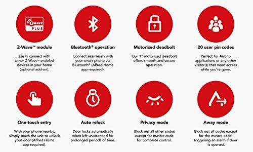 Alfred Alfred DB2 Smart Door Lock Deadbolt Touchscreen Keypad, Pin Code + Bluetooth, Up-to 20 Pin Codes (Chrome)