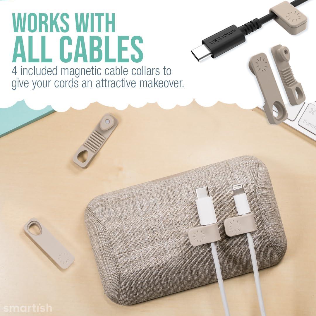 Smartish Smartish Bigger Cable Wrangler and Charger Bundle - Cable Organizer with 2-in-1 USB-C to USB-C/Lightning Cable Fast Charger 100W - Lightly Toasted Beige