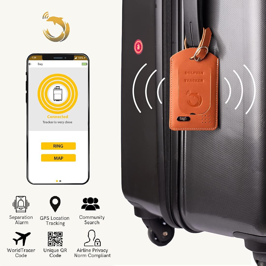 tag8 [Pack 1] Dolphin Smart Luggage Tracker | Bag Tracker Tag, Global Loss Recovery Service, No Subscription Fee, Airline Compliant, SITA World Tracer Code Enabled | Arrival Alert, Separation Alert