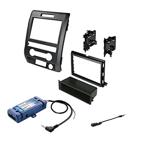 American International American International Single or Double DIN Radio Complete Dash Kit, 2009-2014 Ford F-150 with Antenna Adapter, Harness Compatible for All Trim Levels (Black with Sterring Wheel Controls)