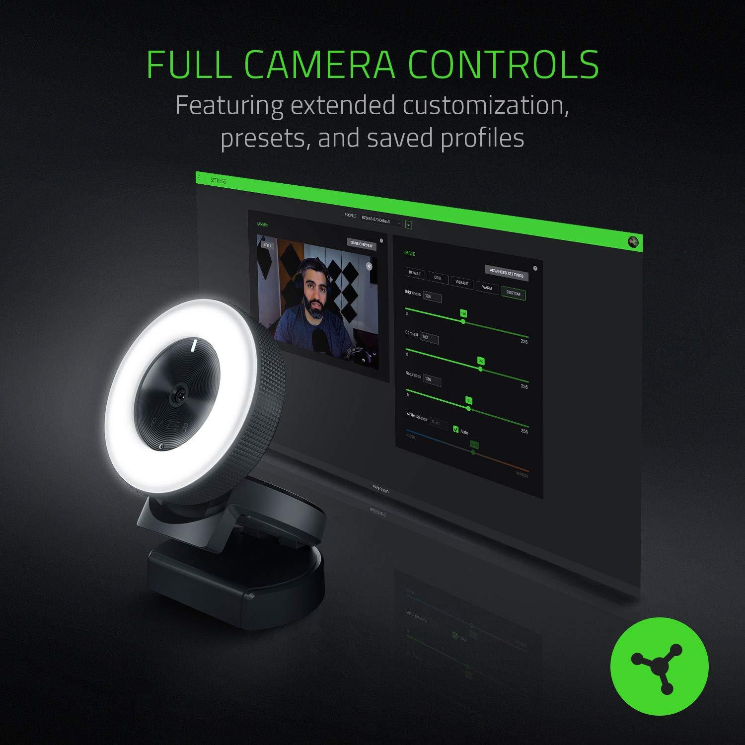 Razer Razer Kiyo Streaming Webcam: 1080p 30 FPS / 720p 60 FPS - Ring Light w/Adjustable Brightness - Built-in Microphone - Advanced Autofocus