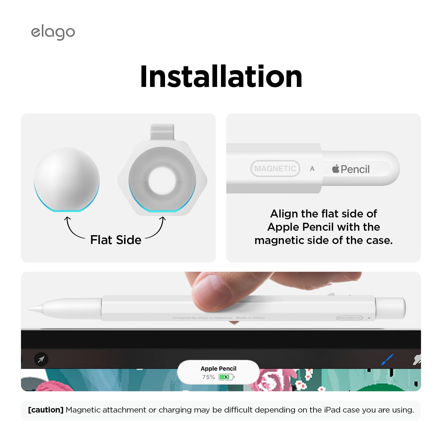 elago elago x MONAMI Compatible with Apple Pencil Pro Case & Apple Pencil 2nd Generation Case, Compatible with Magnetic Charging, Double Tap, Squeeze (Must Read Installation Instructions) (Pale White)