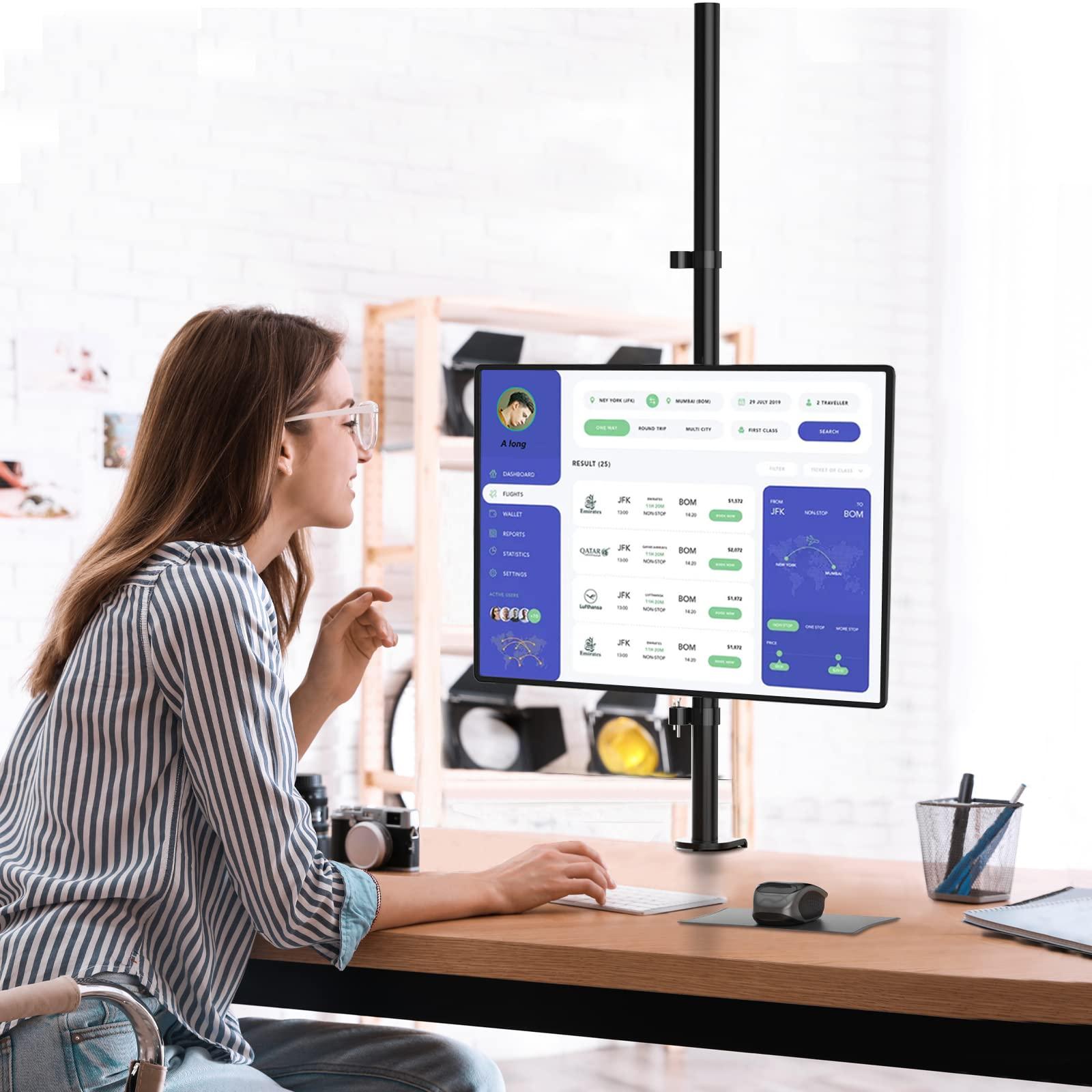 WALI WALI Single Monitor Stand Desk Mount, 39 inch Tall Monitor Stand Fully Adjustable, Articulating Arm for Computer Screen up to 32 inch, 22lbs (M001XXL), Black