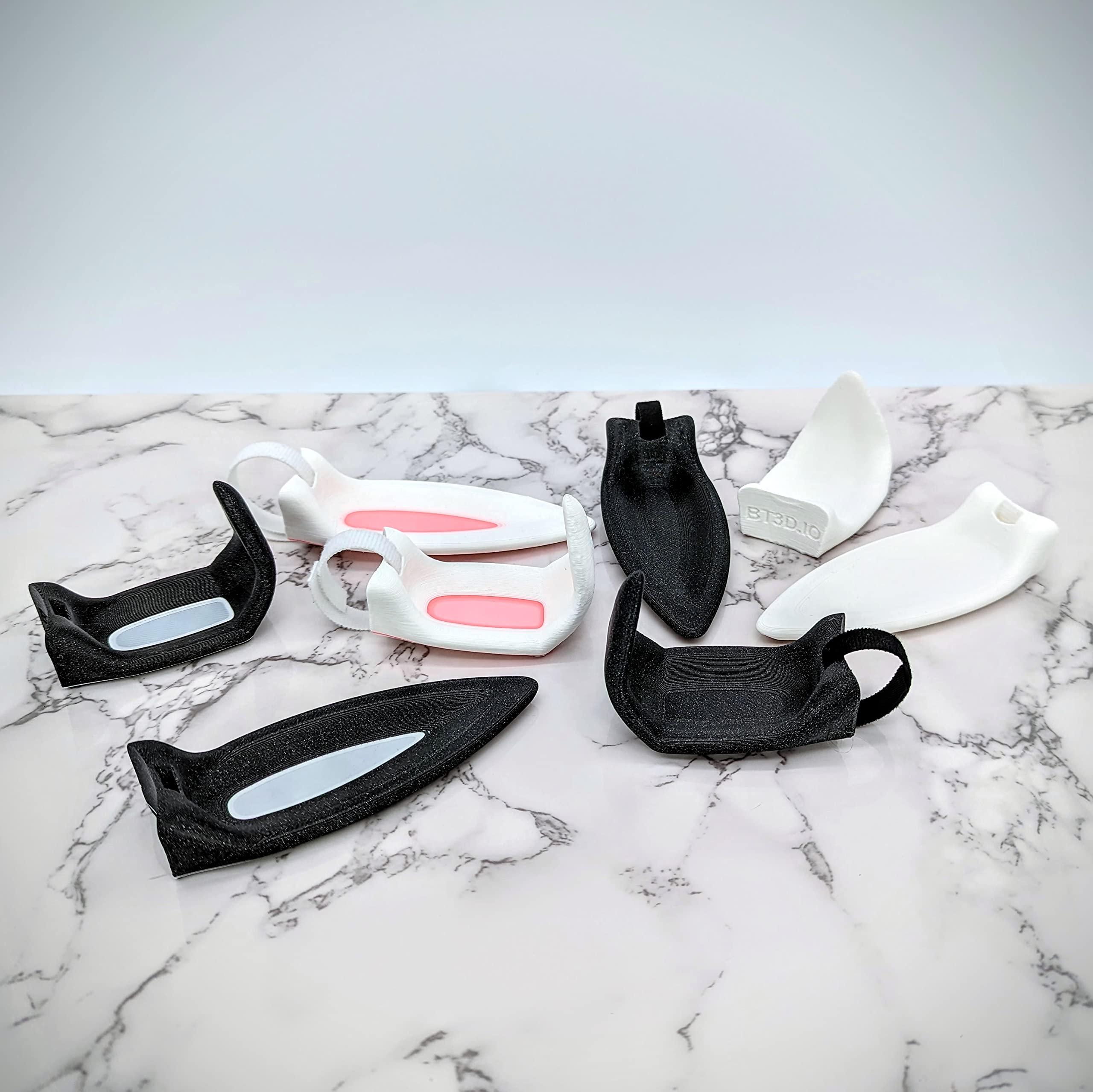 DirectNine Basics Bunny Ears for Headphones - Adorable Bunny Headphones Attachment in Various Colors with Hidden Self Fastener - Bunny Ears for Gamers and Streamers (Set of 2) (White/Pink, Straight/Bent)