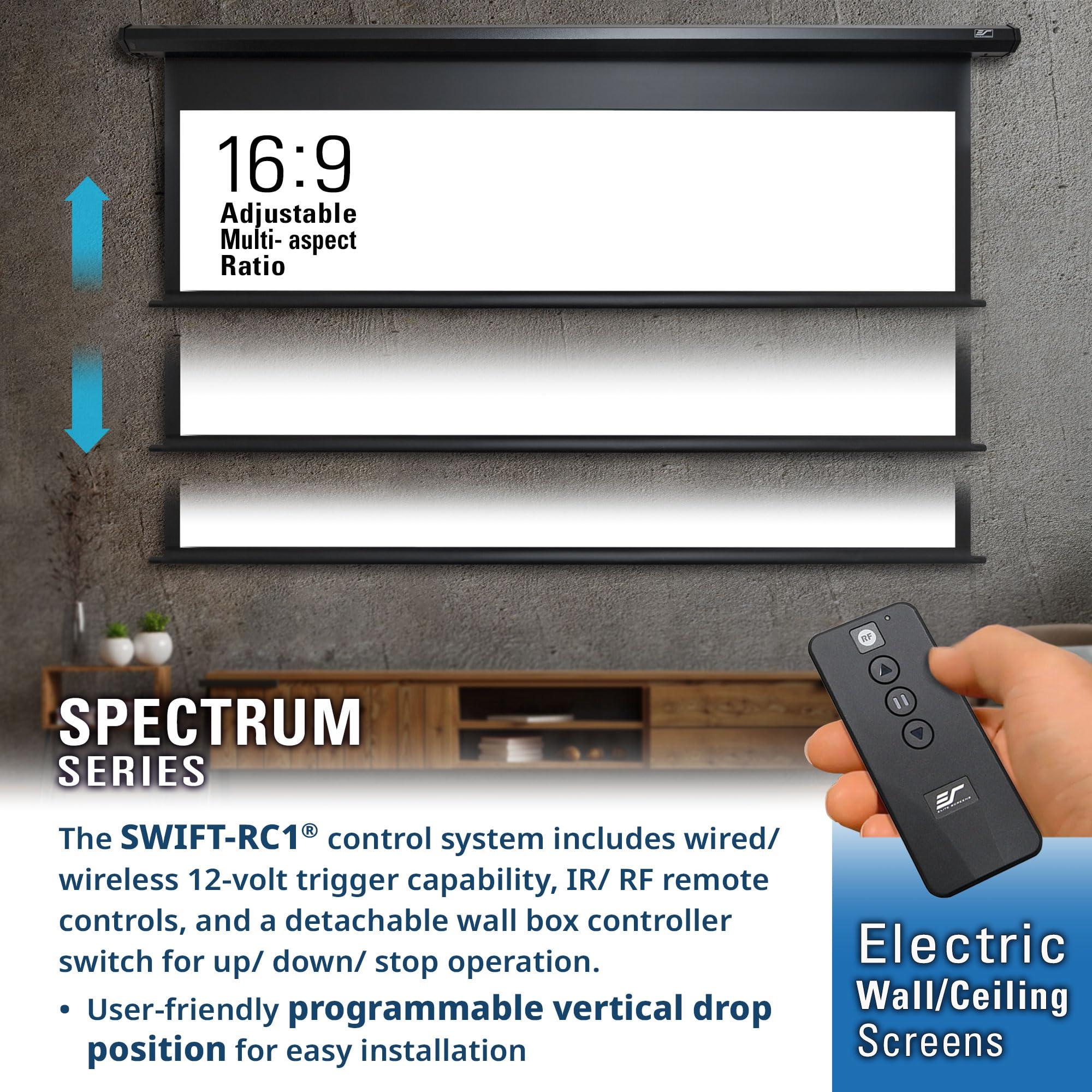 Elite Screens Projector Screen Elite Screens Spectrum, 106-INCH Diag 16:10, Motorized Projection Screen Movie Home Theater 4K/8K Ultra HD Ready, ELECTRIC106X2