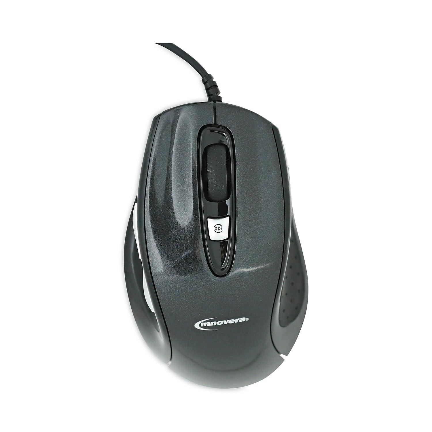 Innovera Innovera IVR61014 USB 2.0 Right Hand Use Full-Size Wired Optical Mouse - Black