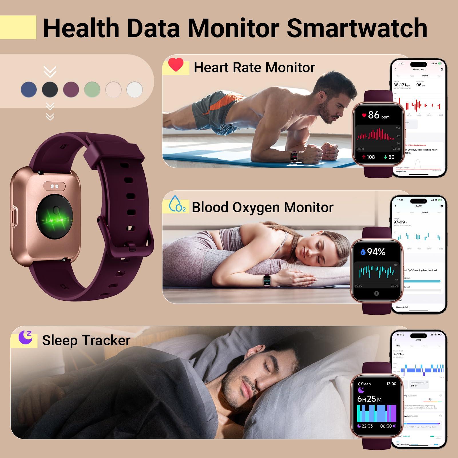Quican Smartwatch for Women, Compatible with Android & iPhone, 1.8'' Fitness Tracker Watch with Alexa, Call & Notification Alerts, Heart Rate & Sleep Monitor, 120 Sports Modes, Waterproof Watch for Women