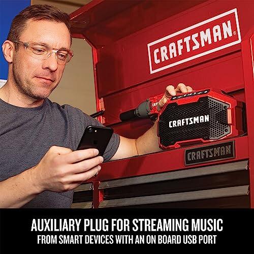Craftsman CRAFTSMAN V20 Wireless Portable Bluetooth Speaker, Tool Only (CMCR001B), Red