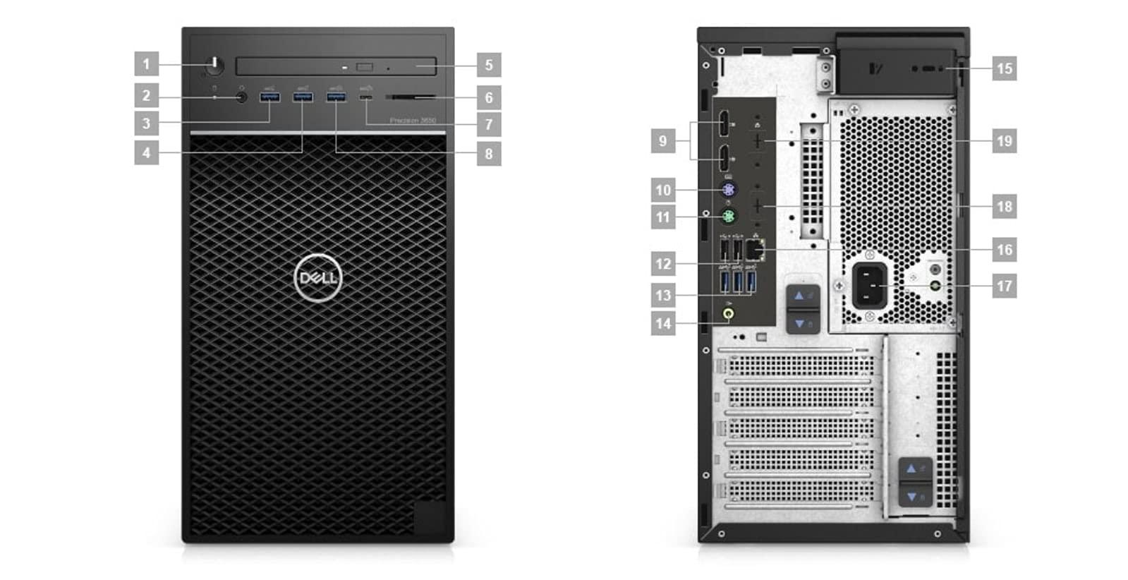 Dell Dell Precision T3650 Workstation Desktop | Core i7-10700 - 1TB SSD Hard Drive - 32GB RAM - AMD Radeon PRO WX 3200 | 8 cores @ 4.8 GHz - 4GB GDDR5 Win 11 Pro Black (Renewed)