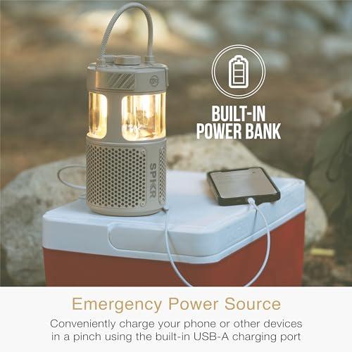 MEE audio MEE audio lightSPKR Bluetooth Wireless Speaker w/Camping Lantern: 360 Audio, 3 Audio Modes, 2 Light Colors & Infinite Brightness Adjustment, IPX6 Waterproof for Indoor & Outdoor use (Desert Sand)