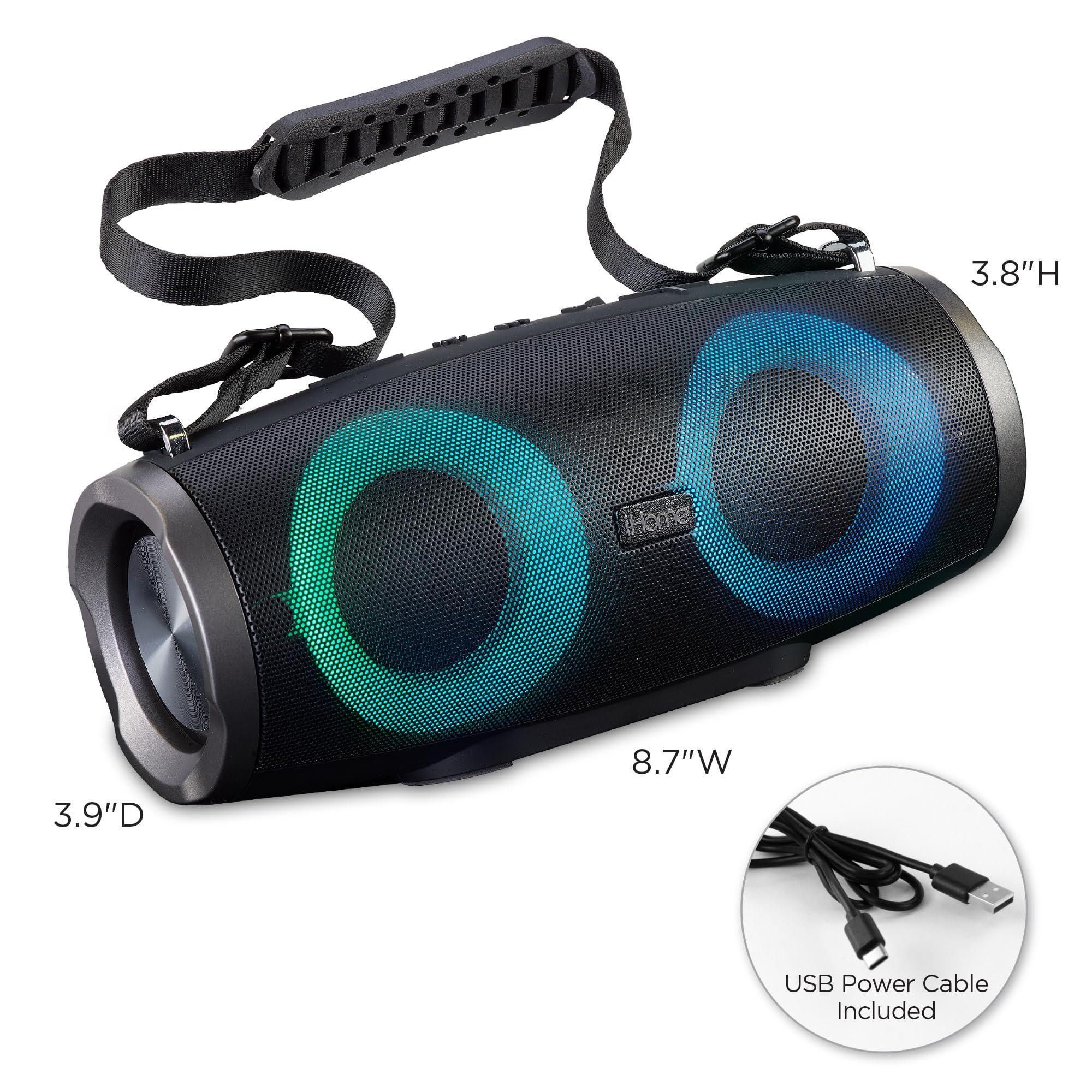 iHome iHome Bluetooth Speaker Boombox with FM Radio and Color Changing Lights, Portable and Rechargeable Wireless Speaker (iBT915B.EXv24)