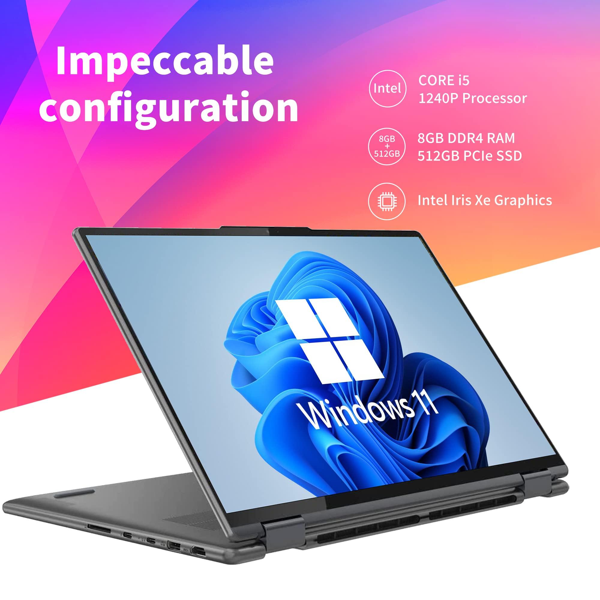 Lenovo Lenovo Yoga 7i 2-in-1 360 16" 2.5K Touchscreen Laptop, Intel Evo Platform Core i5 1240P, 8GB RAM, 512GB PCIe SSD, Intel Iris Xe Graphics, Backlit Keyboard, Win 11, Storm Grey, 32GB USB Card