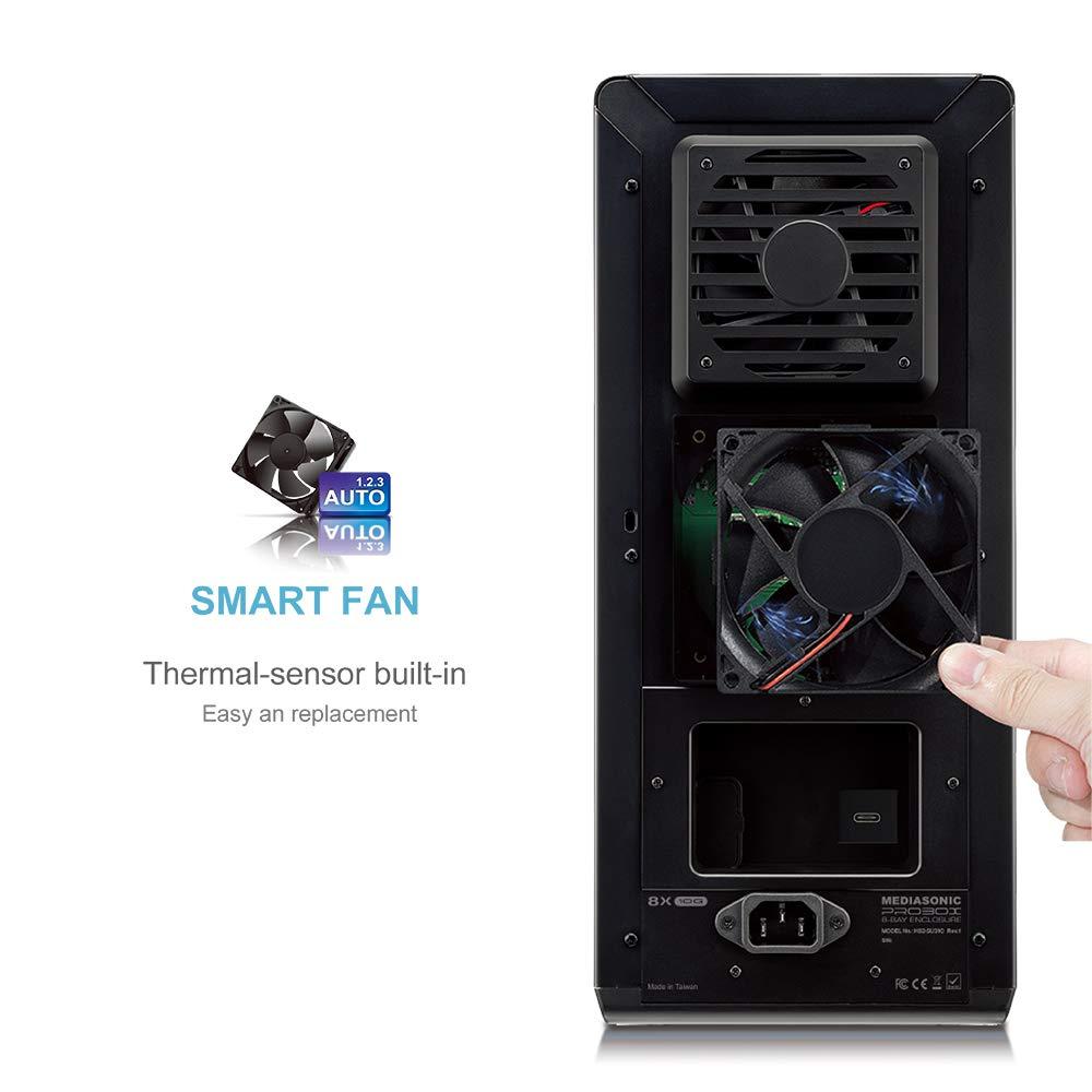 Mediasonic Mediasonic USB 3.2 Type C 8 Bay 3.5-inch Hard Drive Enclosure USB 3.2 Gen 2 10Gbps Support UASP | S.M.A.R.T | Support 22TB Hard Drive (H82-SU31C)