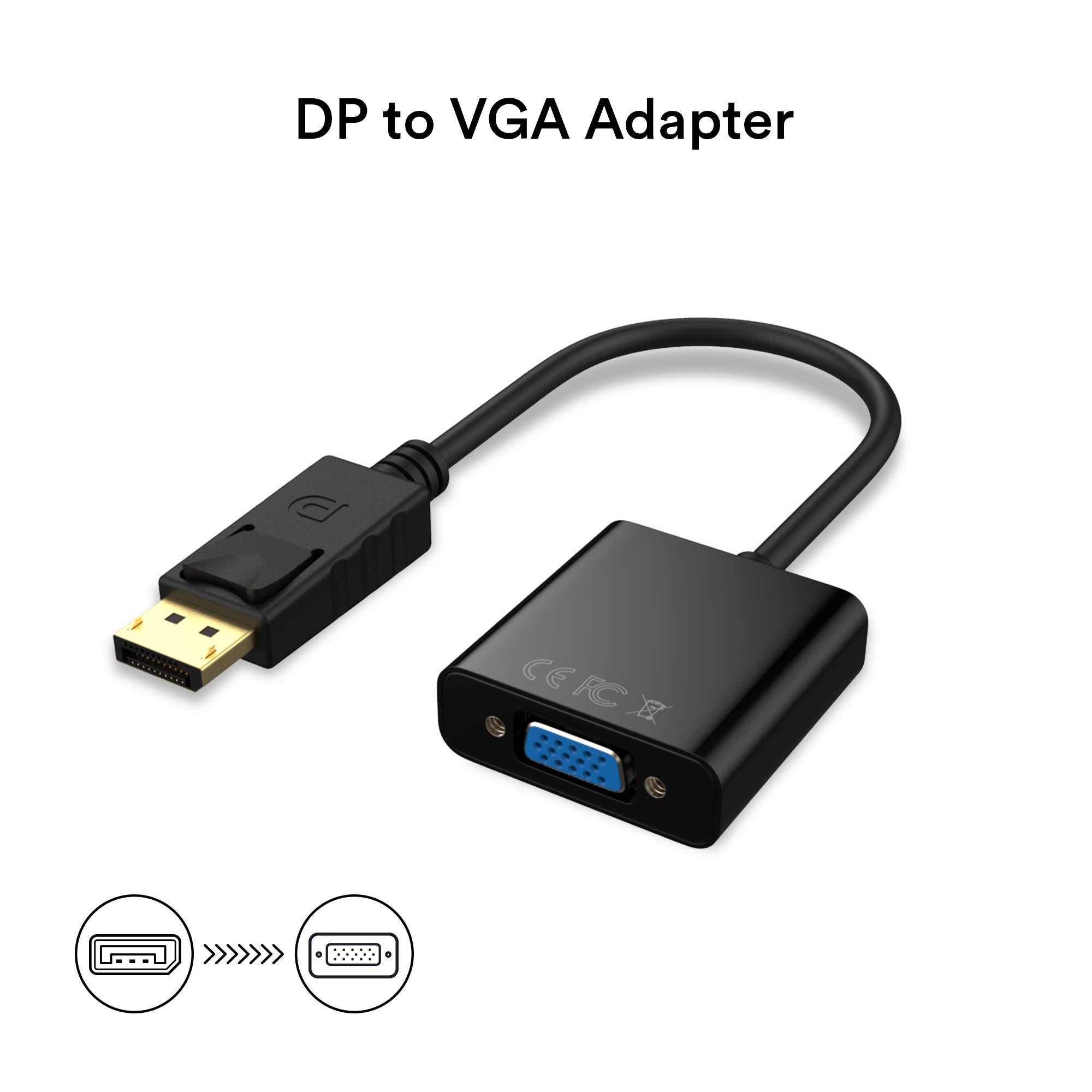 Cableader Cableader Adapter, DisplayPort (DP) to VGA Male to Female Converter (Black)